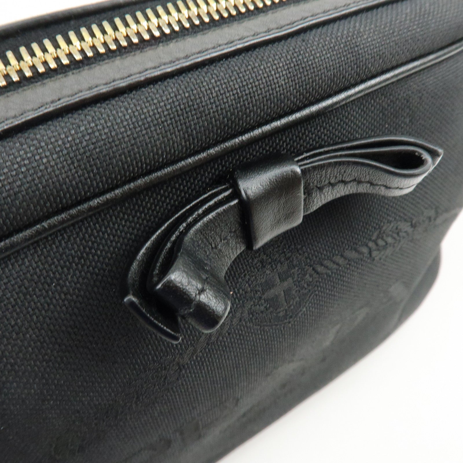 PRADA Triangle Logo Jacquard Leather Shoulder Bag Black 1BH089