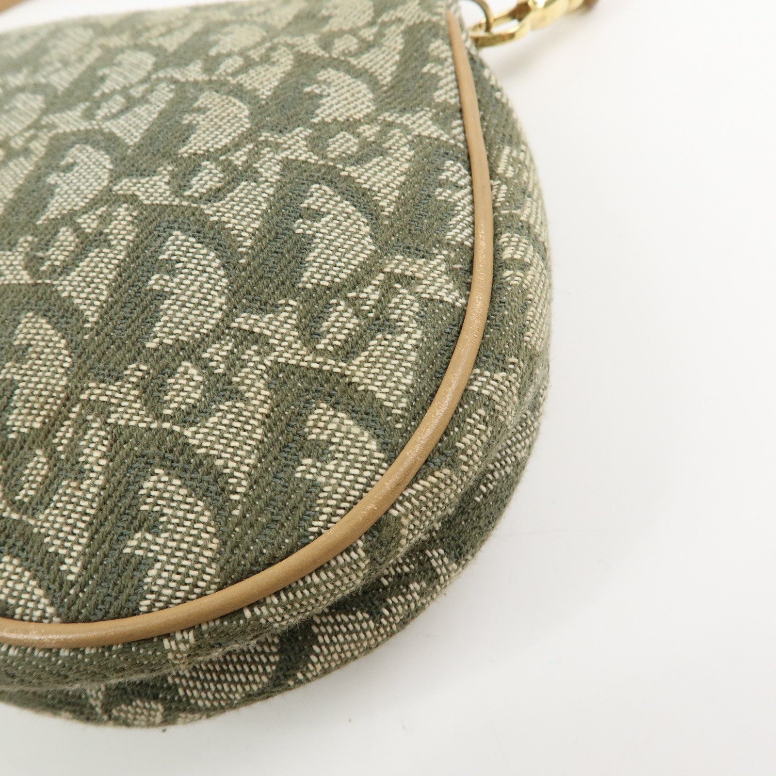 Christian Dior Saddle Trotter Jacquard Leather Hand Bag Green
