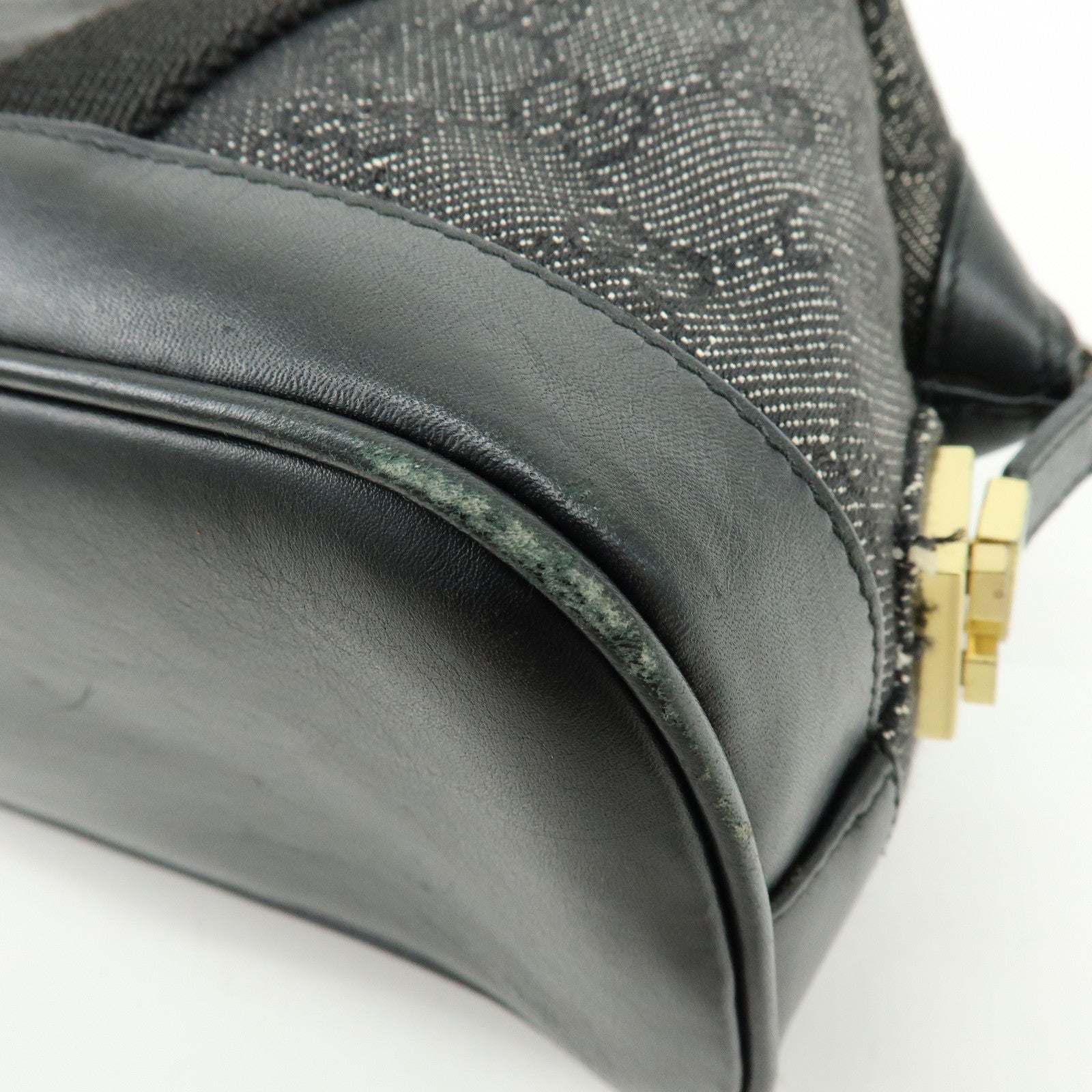 GUCCI GG Canvas Leather Hand Bag Boston Bag Black 92734