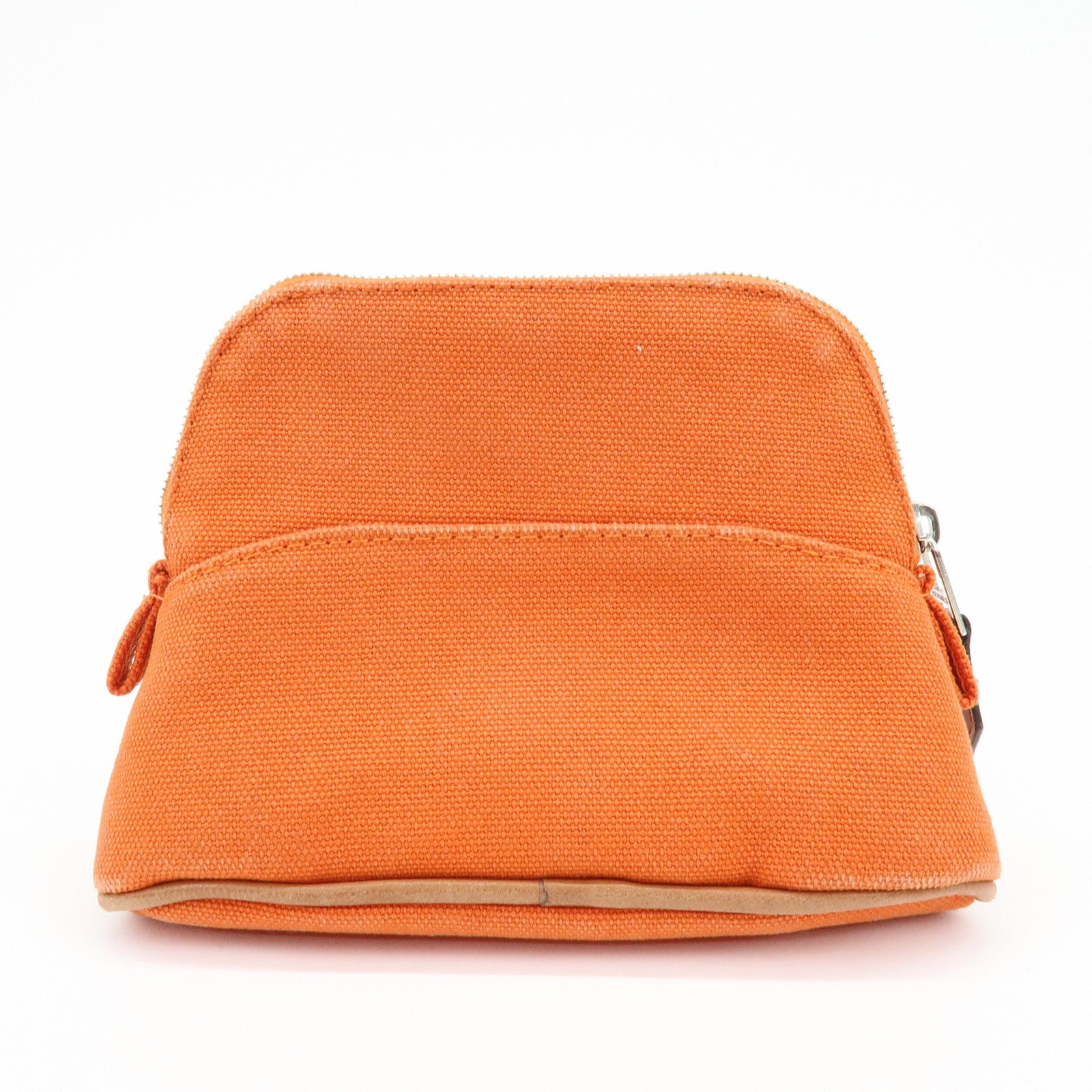 HERMES Bolide Mini Mini 16 Canvas Leather Cosmetic Pouch Orange