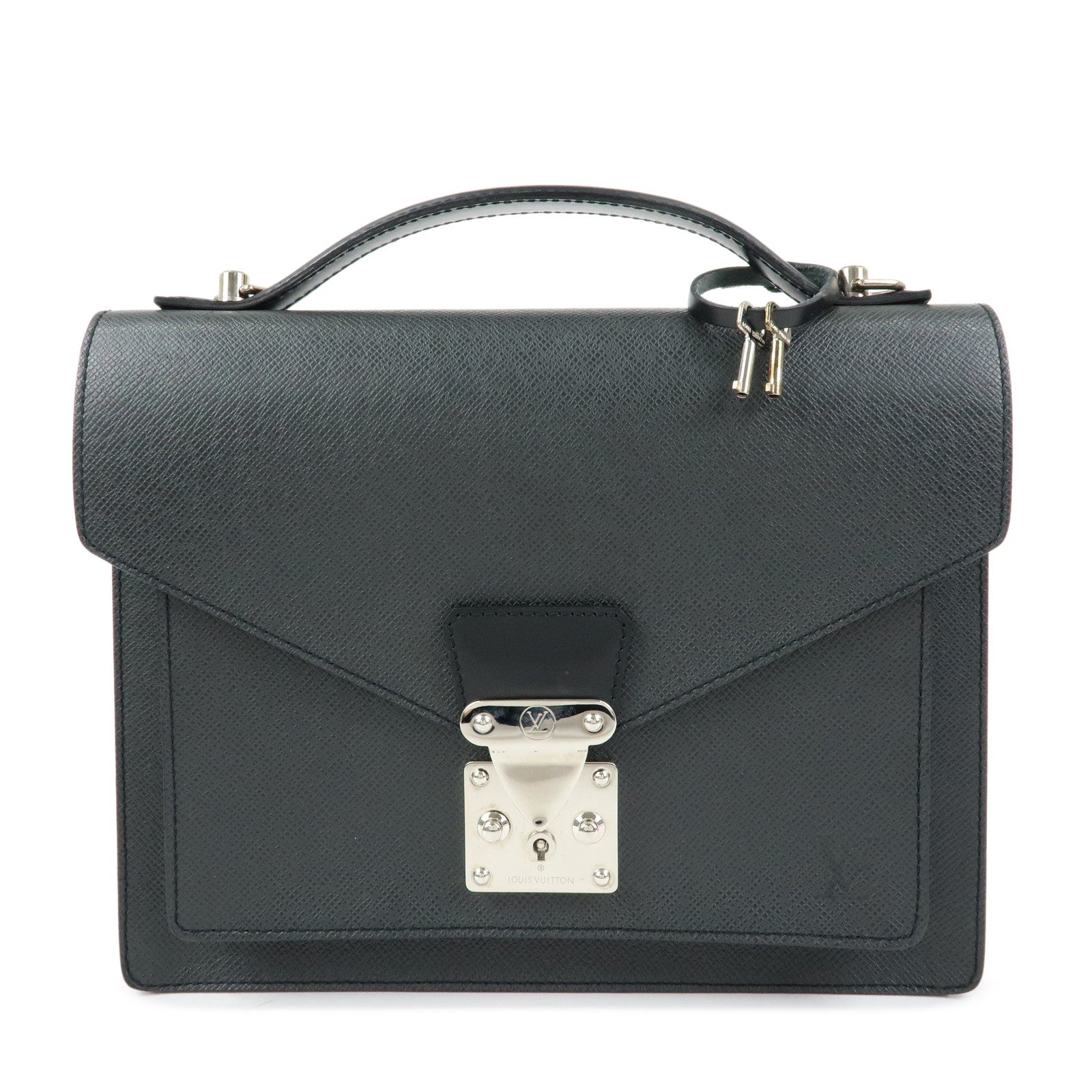 Louis Vuitton Taiga Monceau Leather Hand Bag Black M32002