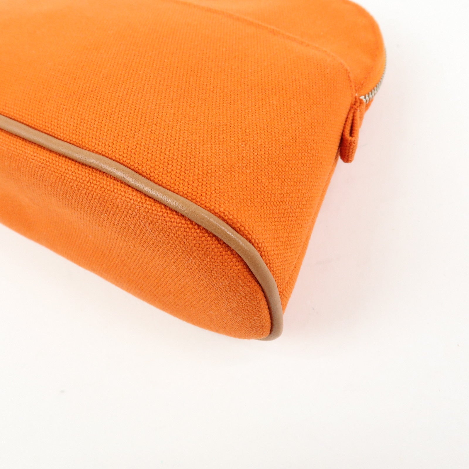 HERMES Bolide Mini Canvas Leather Pouch Cosmetic Pouch Orange