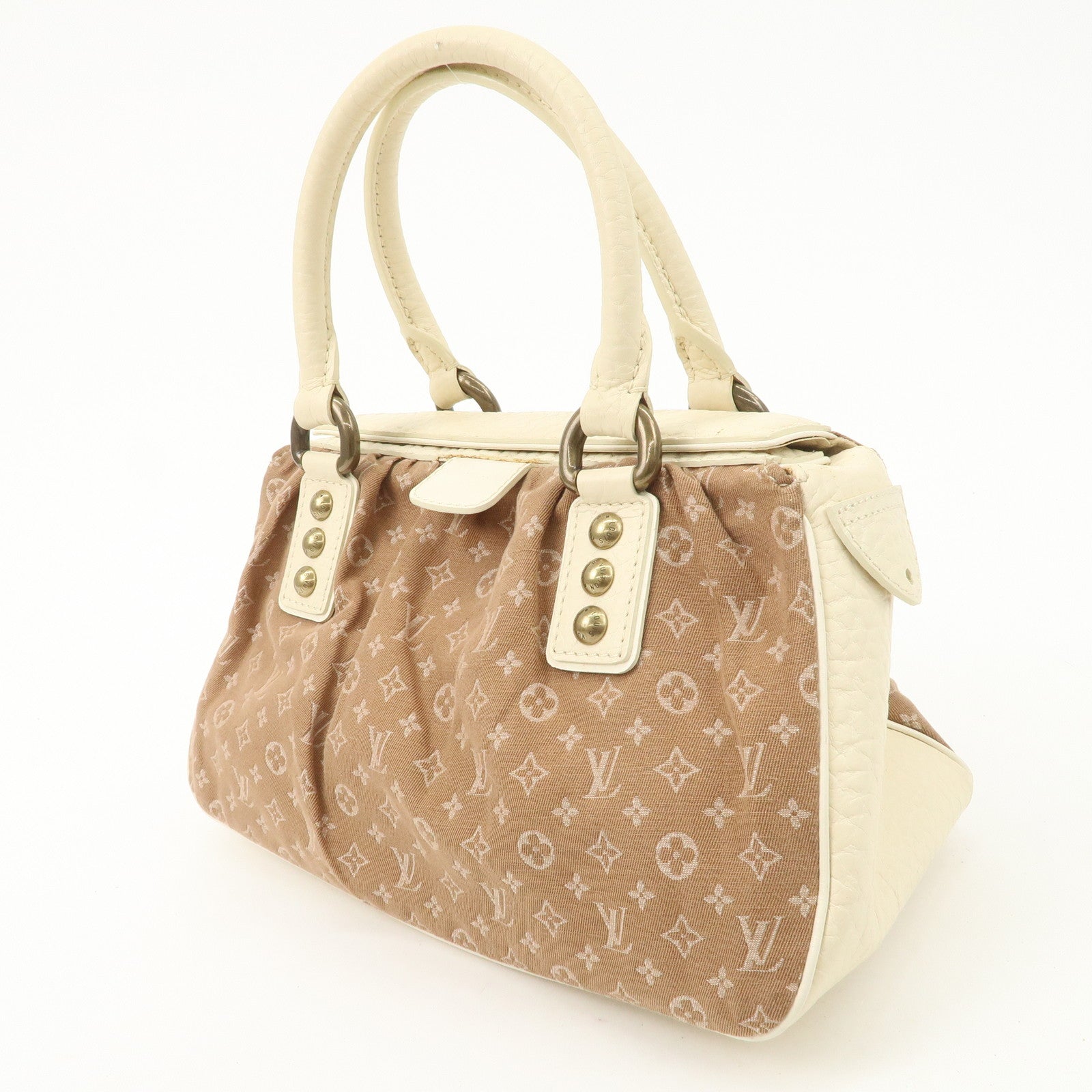 Louis Vuitton Monogram Mini Lin Trapeze PM Hand Bag Caramel M40059 Used