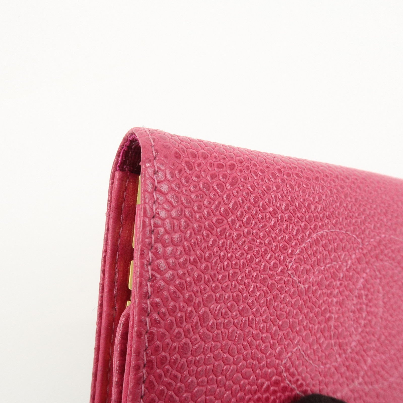 CHANEL COCO Mark Caviarskin 6 Rings Key Case Key Holder Pink A01439