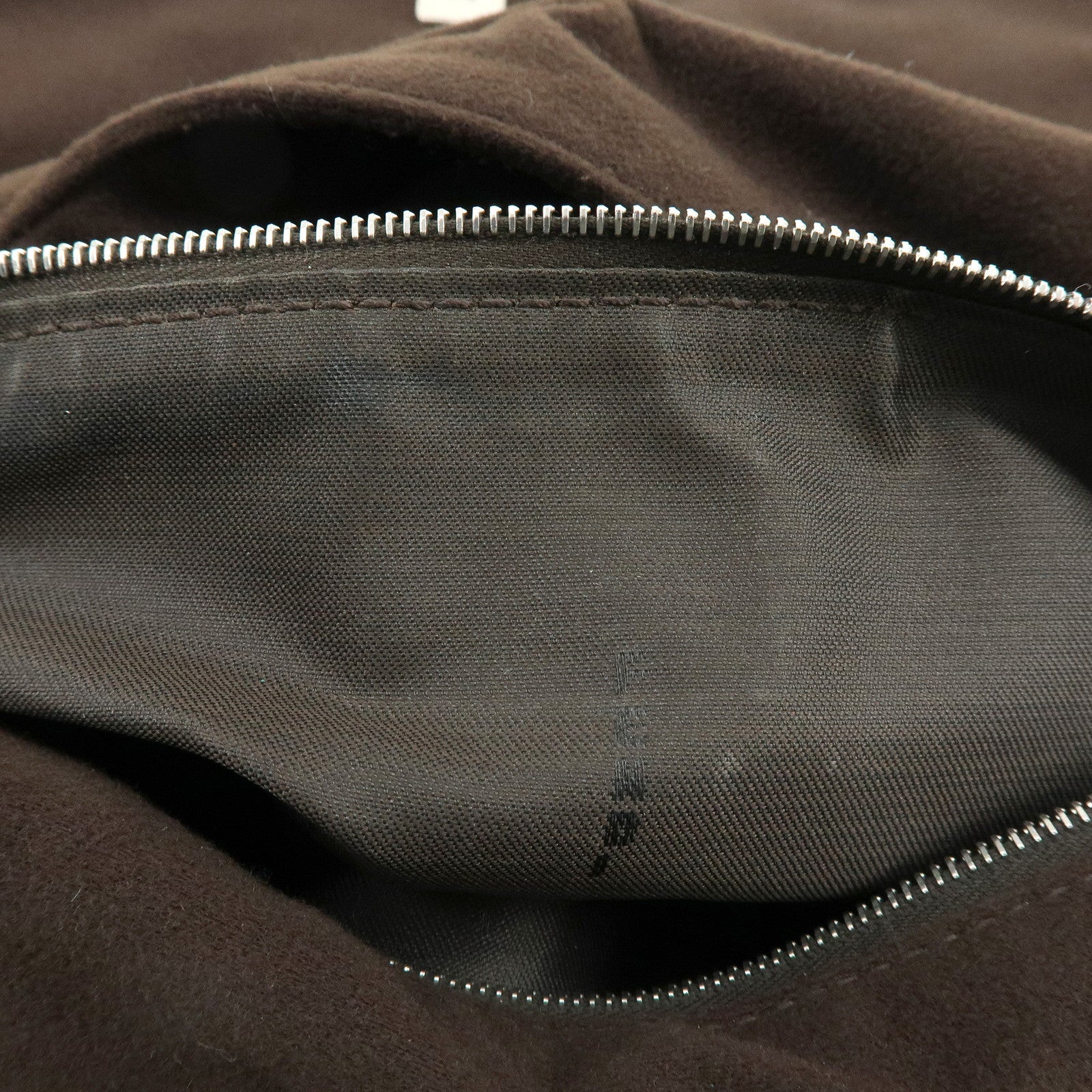 FENDI Wool Leather Shoulder Bag Crossbody Bag Brown 16071