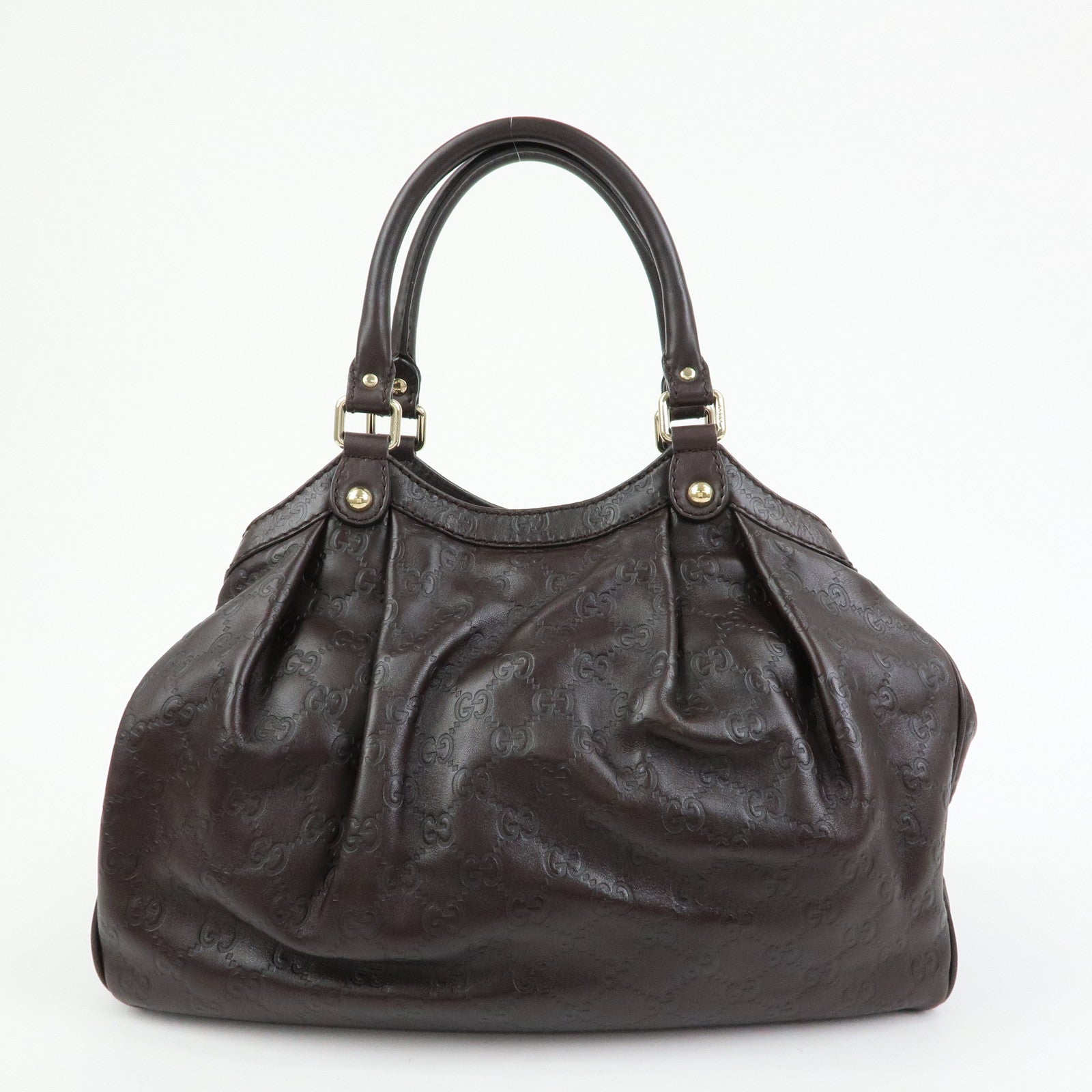 GUCCI Sukey Guccissima Leather Tote Bag Hand Bag Dark Brown 211944