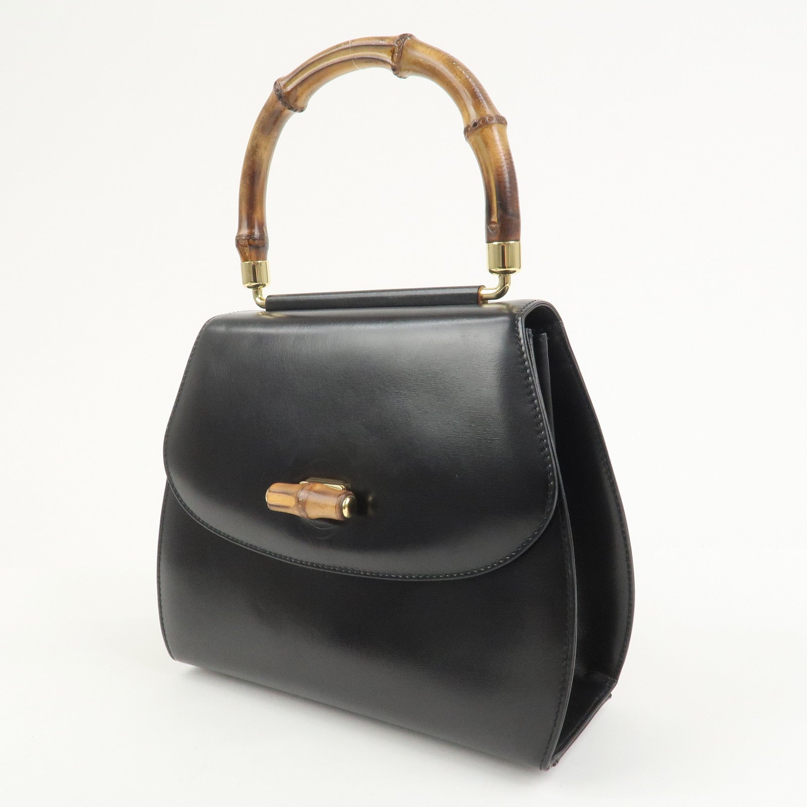 GUCCI Bamboo Leather 2Way Bag Hand Bag Shoulder Bag 000・46・0266