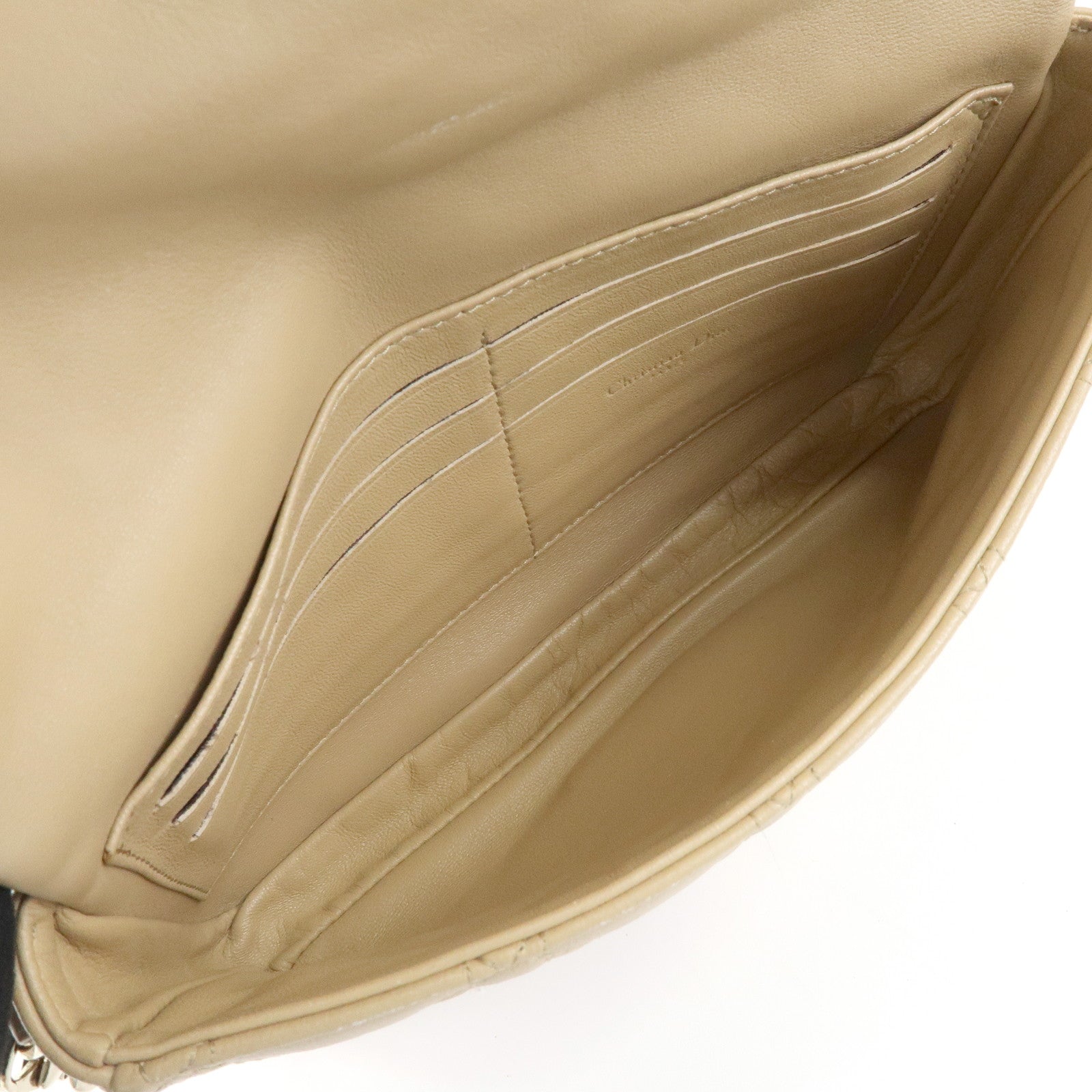 Christian Dior Canage New Lock Lamb Skin Chain Shoulder Bag Beige