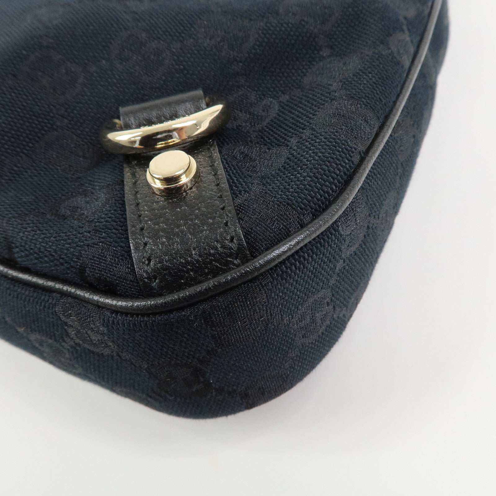 GUCCI Abbey GG Canvas Leather Shoulder Bag Black 130738