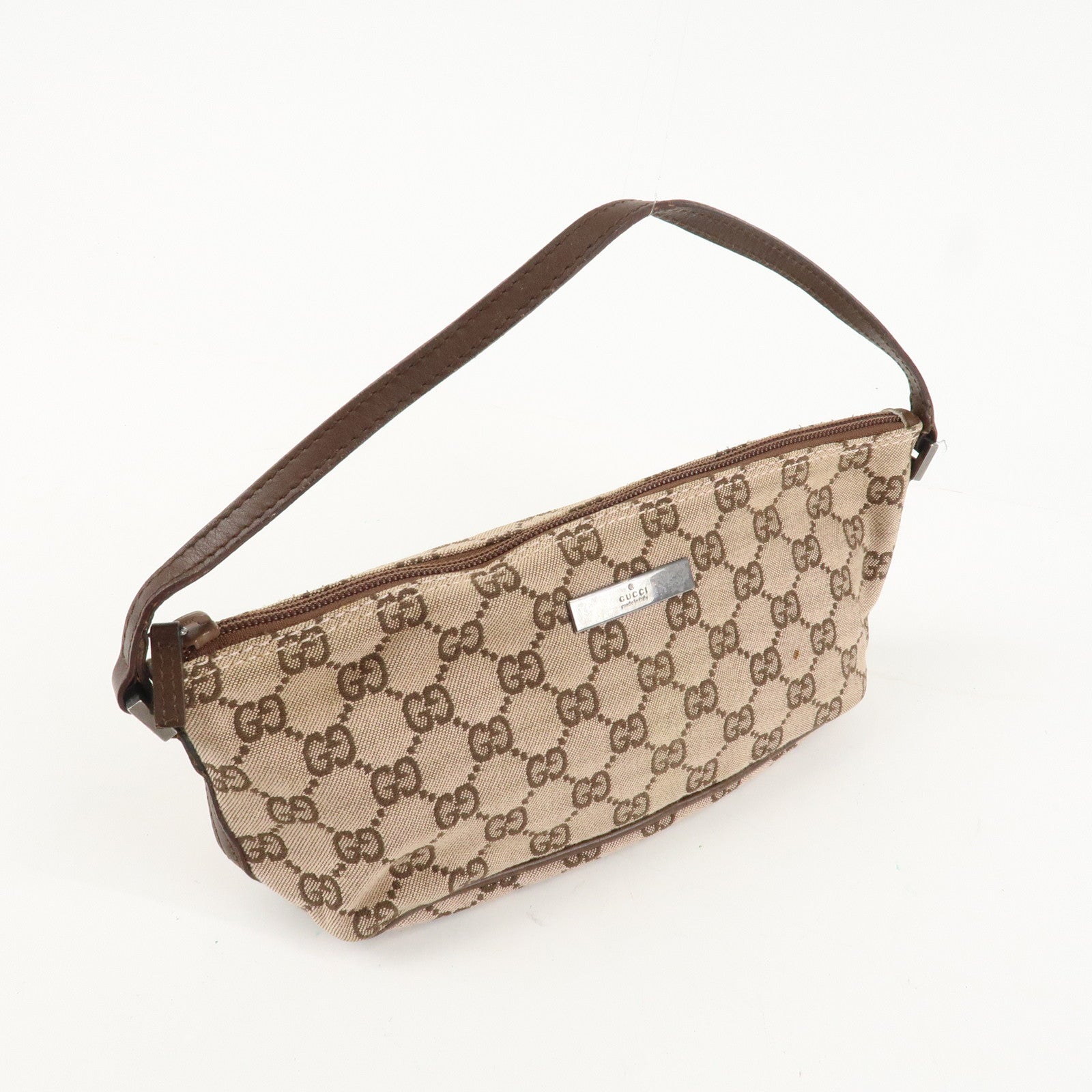 GUCCI GG Canvas Leather Canvas Accessory Pouch 039.1103.2123 Used