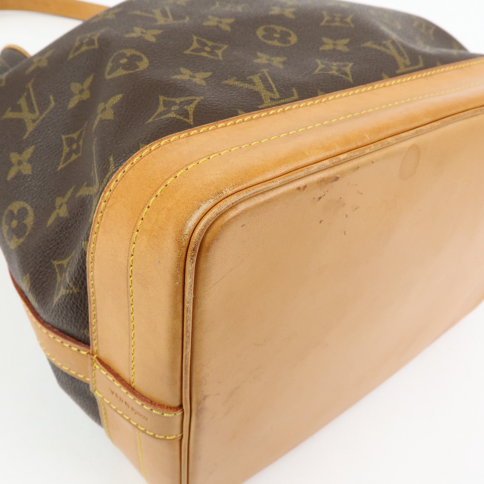 Louis Vuitton Monogram Canvas Leather Noe Shoulder Bag Brown M42224
