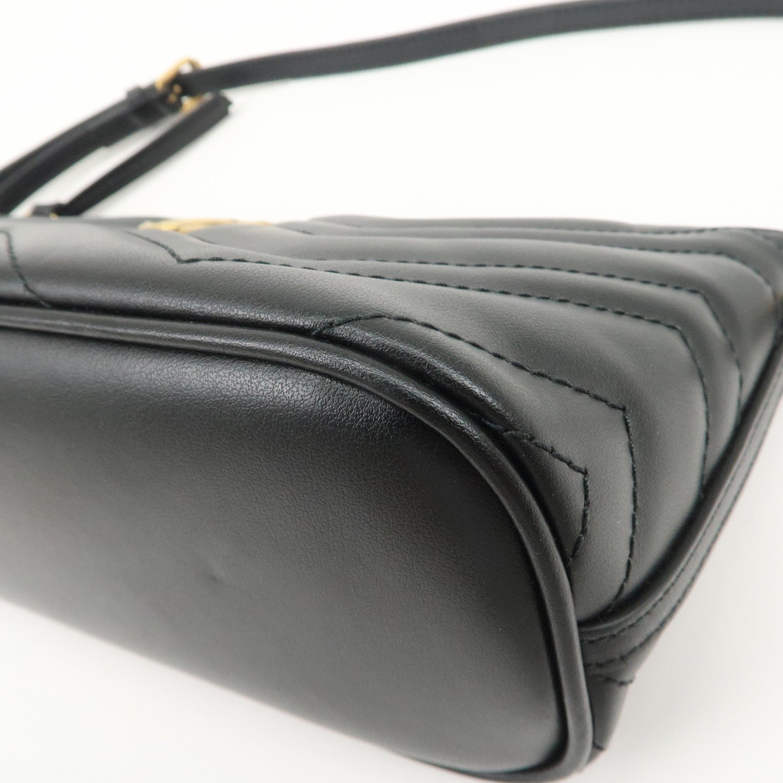 GUCCI Boat Bag GG Marmont Leather Shoulder Bag Hand Bag 739166