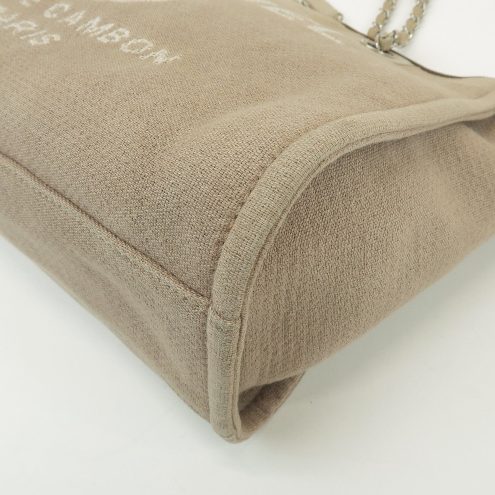 CHANEL Deauville GM Canvas Leather 2Way Tote Bag Beige A66941