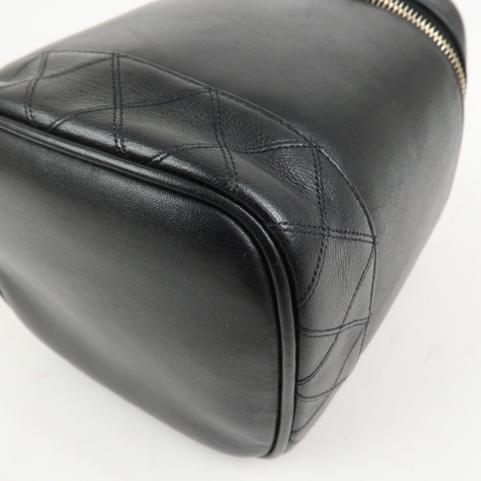 CHANEL Bicolore Lambskin Vanity Bag Hand Bag Black A01619
