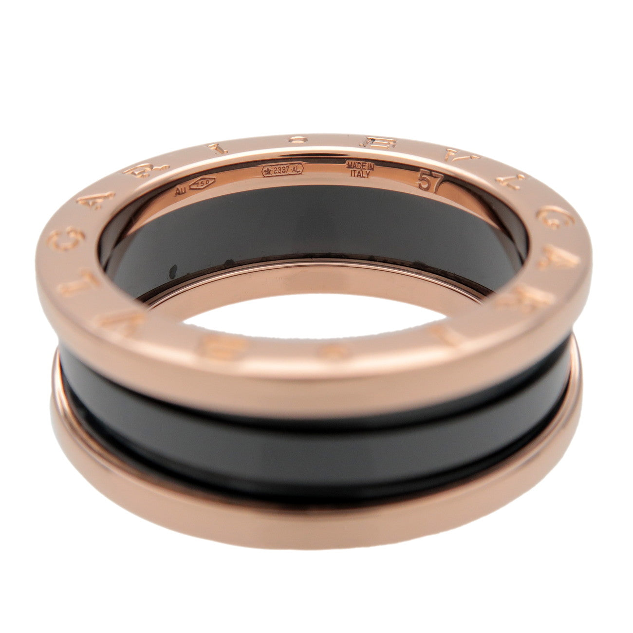 BVLGARI B-Zero1 Ring K18 750PG Black Ceramic Rose Gold Black US8