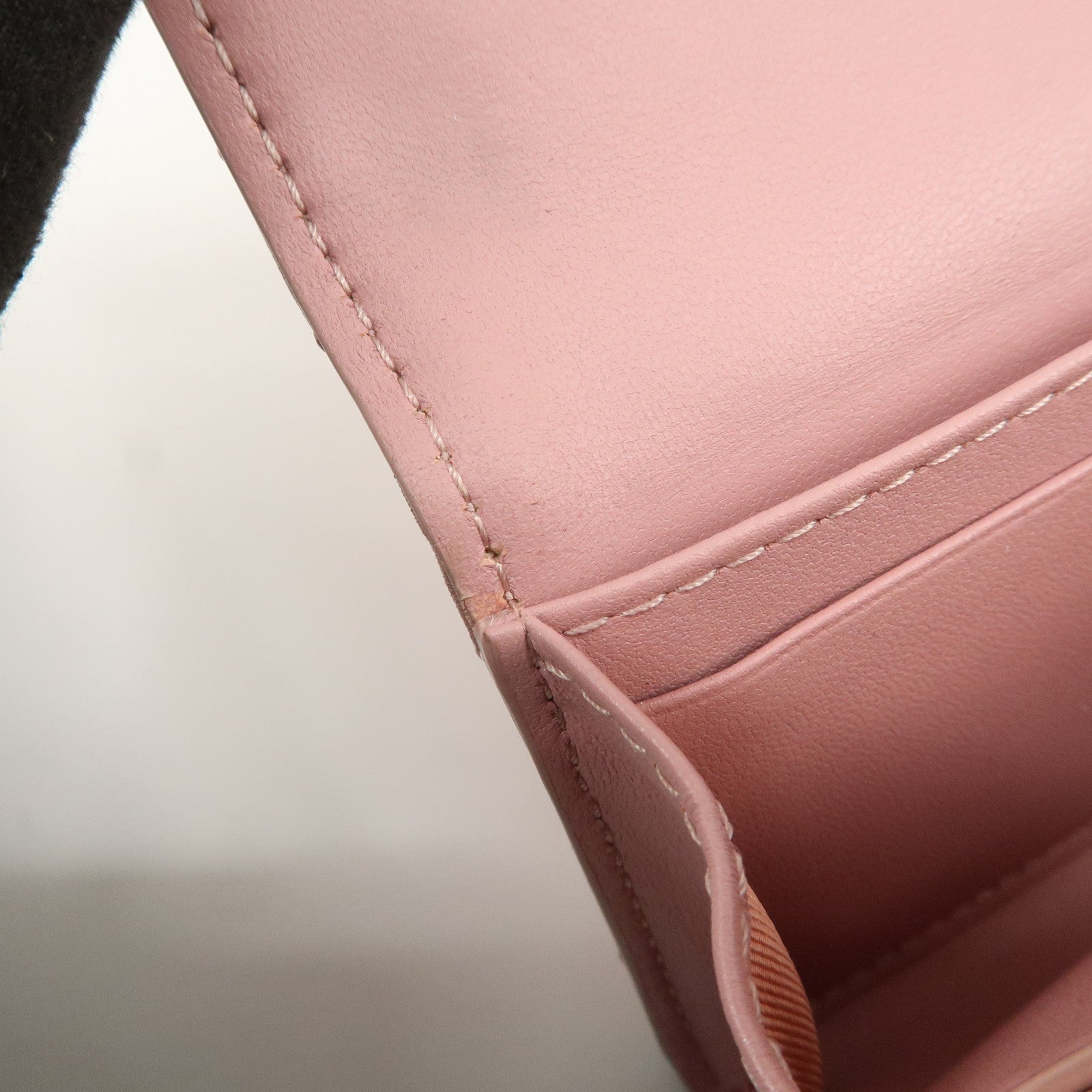 Christian Dior Canage Leather Bi-fold Compact Wallet Pink
