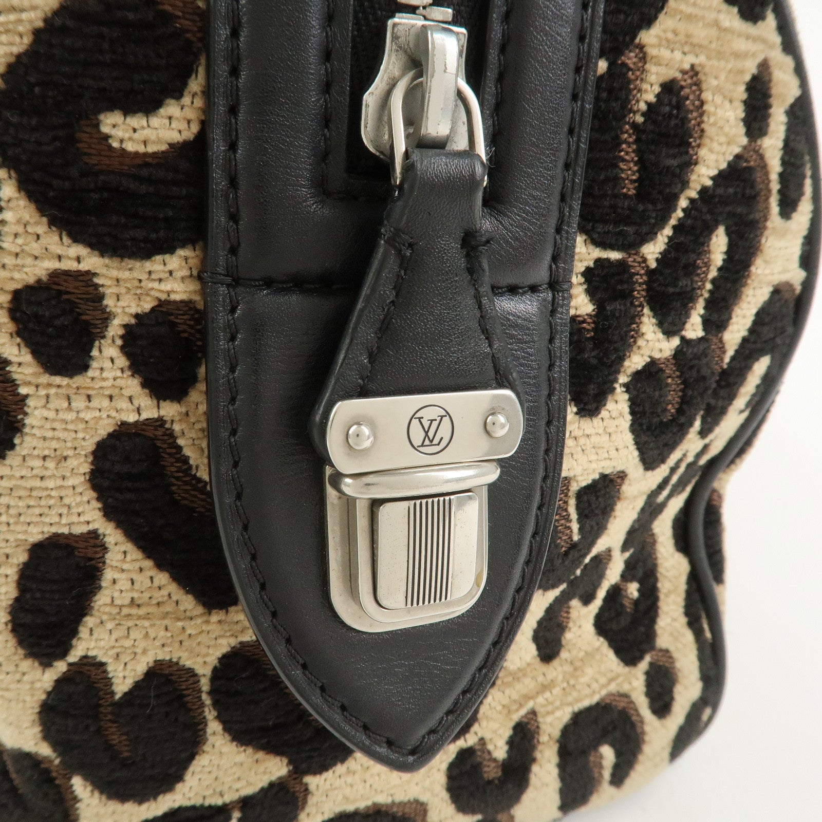 Louis Vuitton Speedy PM Leopard Corduroy Leather Hand Bag M97396