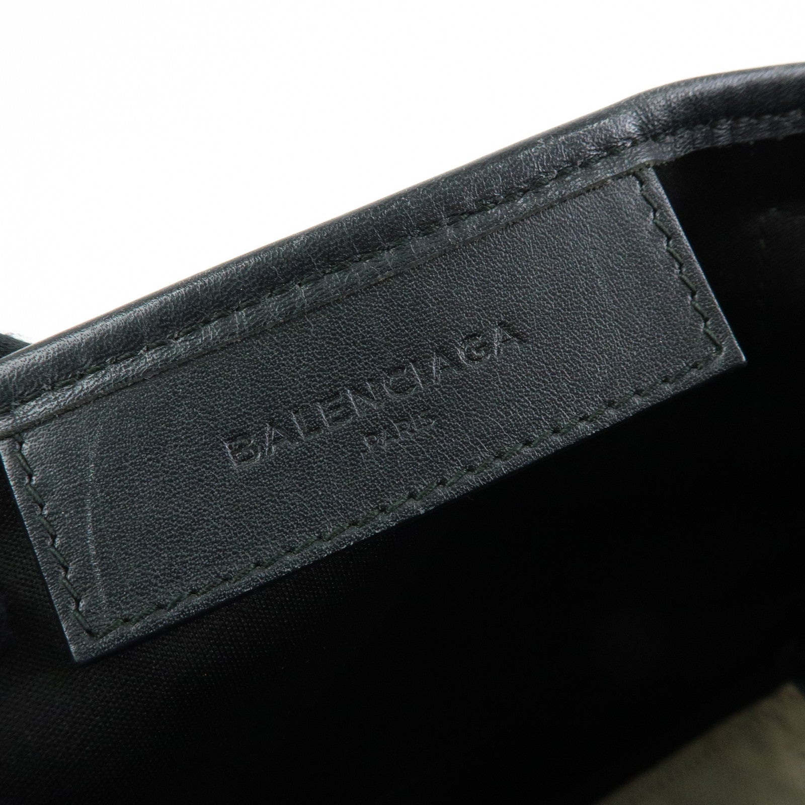 BALENCIAGA Navy Cabas XS Canvas Leather 2WAY Bag Ivory 390346