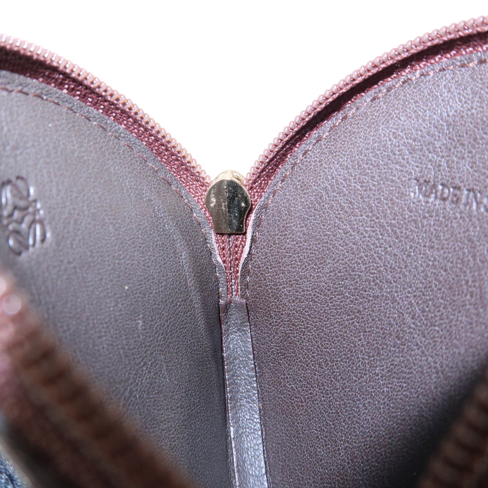LOEWE Anagram Set of 2 Leather Suede Coin Case Brown Orange