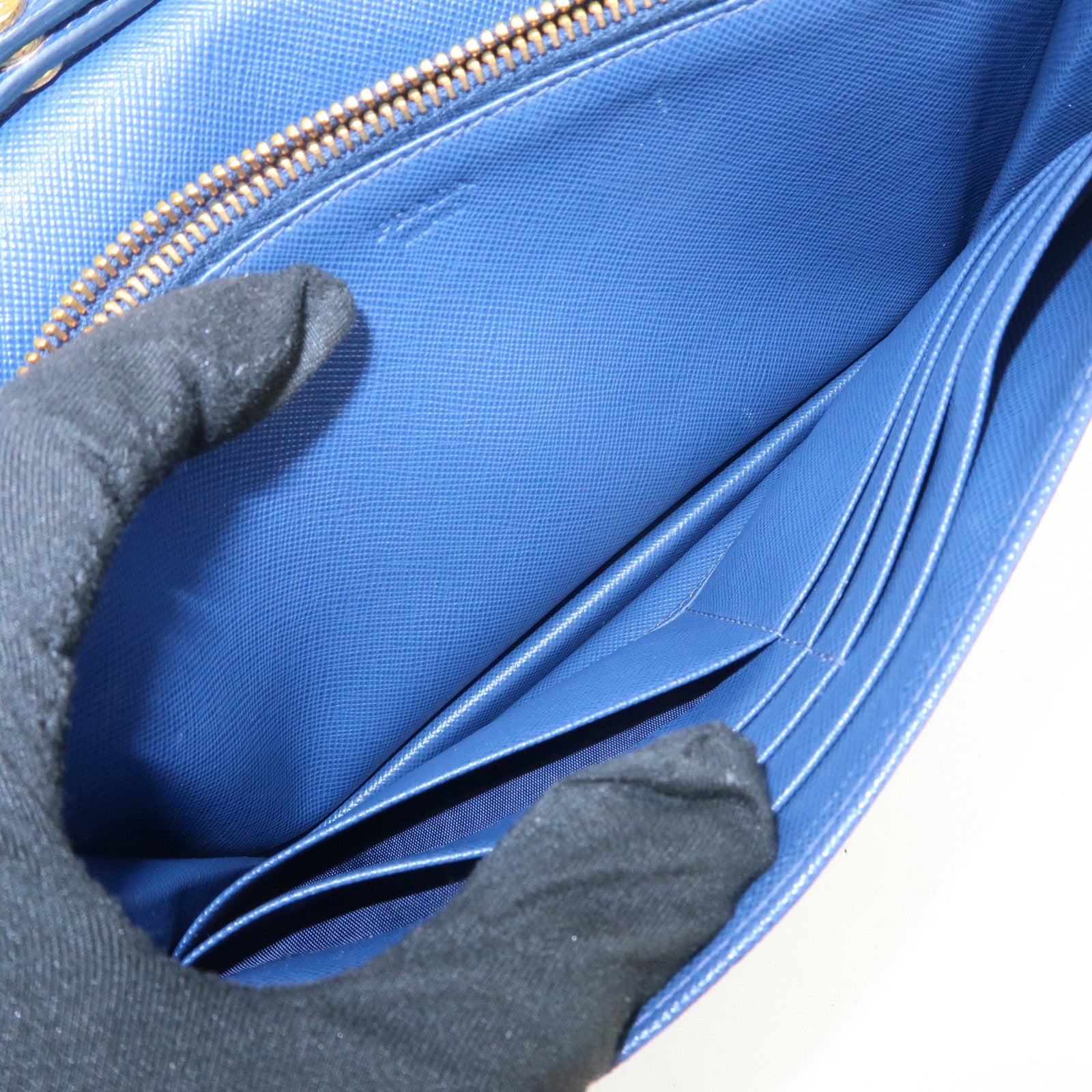 PRADA Logo Saffiano Leather Shoulder Bag Crossbody Bag Blue 1M1361