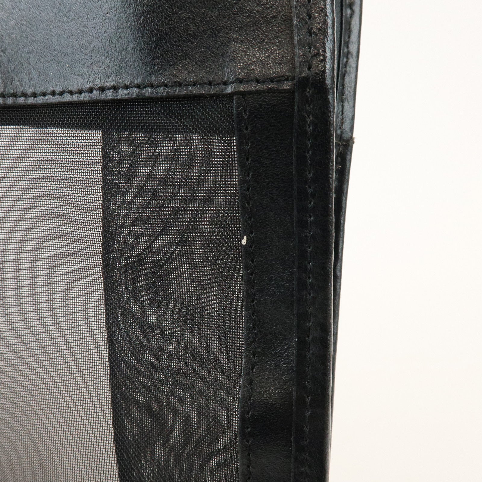 FENDI Mesh Leather Tote Bag Shoulder Bag Black 259646