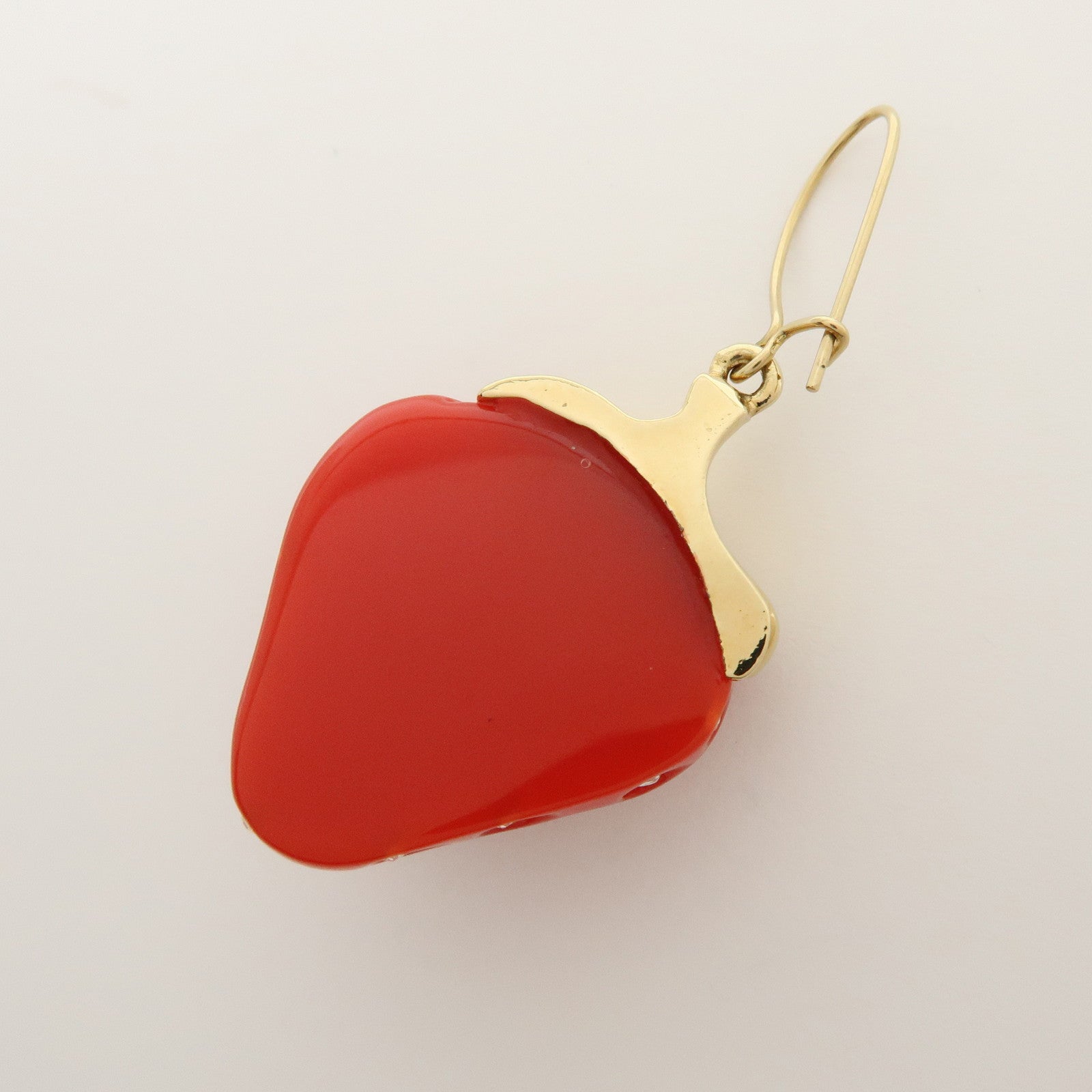 Louis Vuitton Metal Rhinestone Strawberry Earrings Gold Red M64922