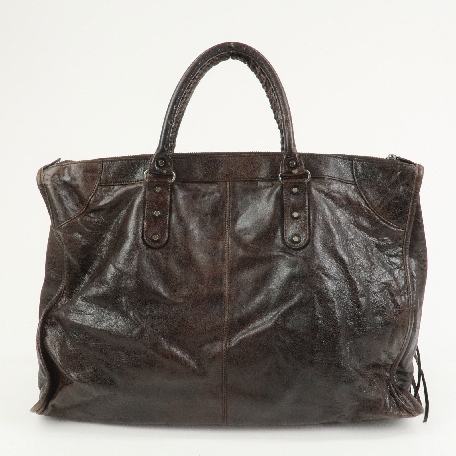 BALENCIAGA The Work Leather Tote bag Hand Bag Dark Brown 156541