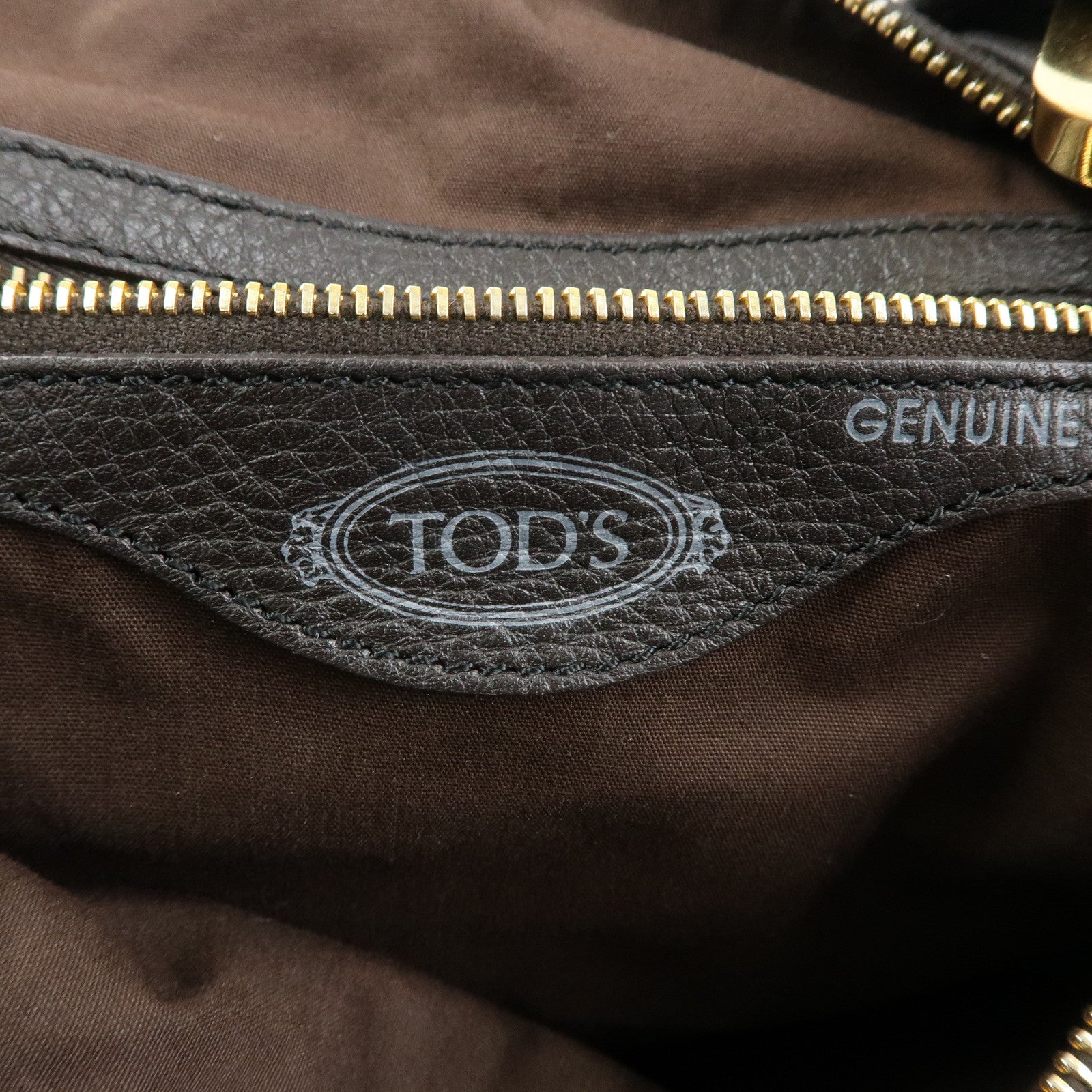 TOD'S  Leather Shoulder Bag Hand Bag Dark Brown