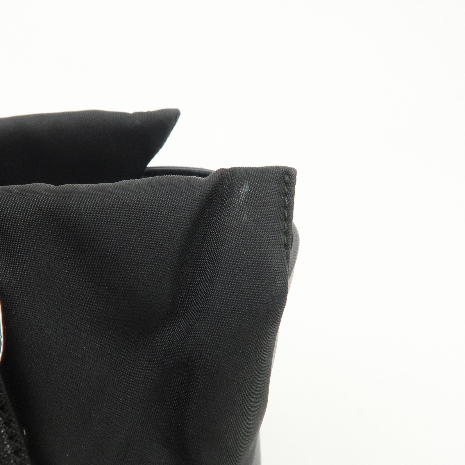 PRADA Triangle Logo Leather Nylon 2Way Bag Hand Bag Black Gold HDW Used