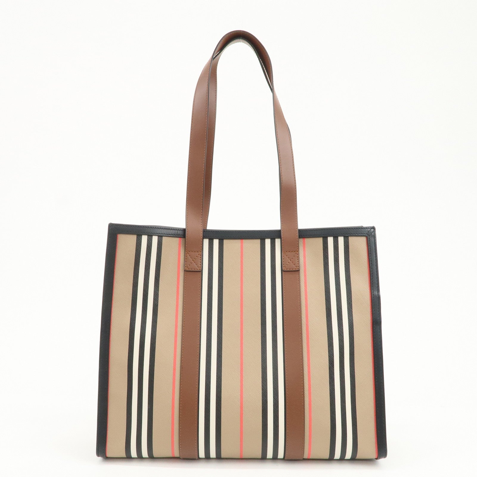 BURBERRY PVC Leather Tote Bag Shoulder Bag Beige Brown