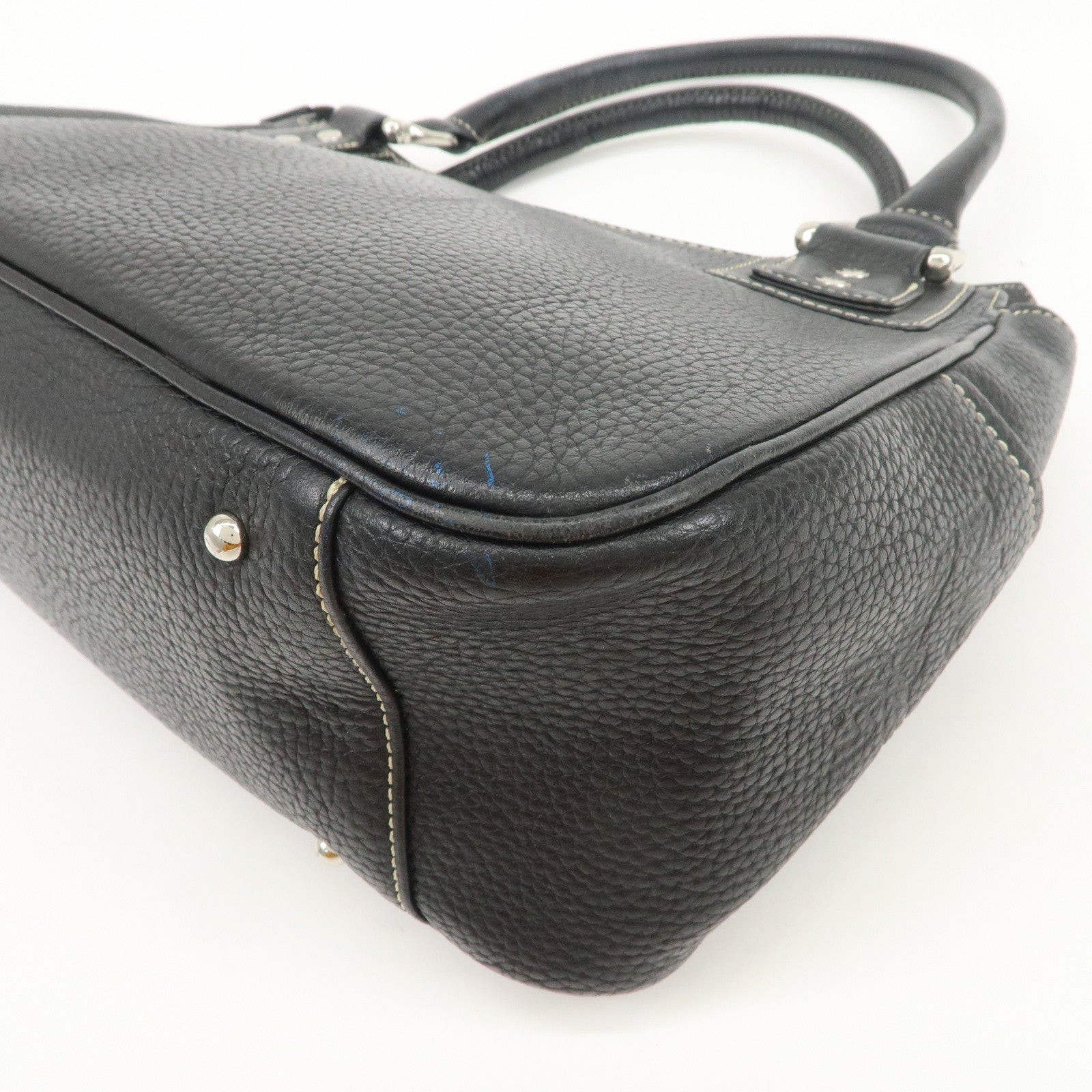 MCM Visetos Logo Leather Shoulder Bag Hand Bag Black