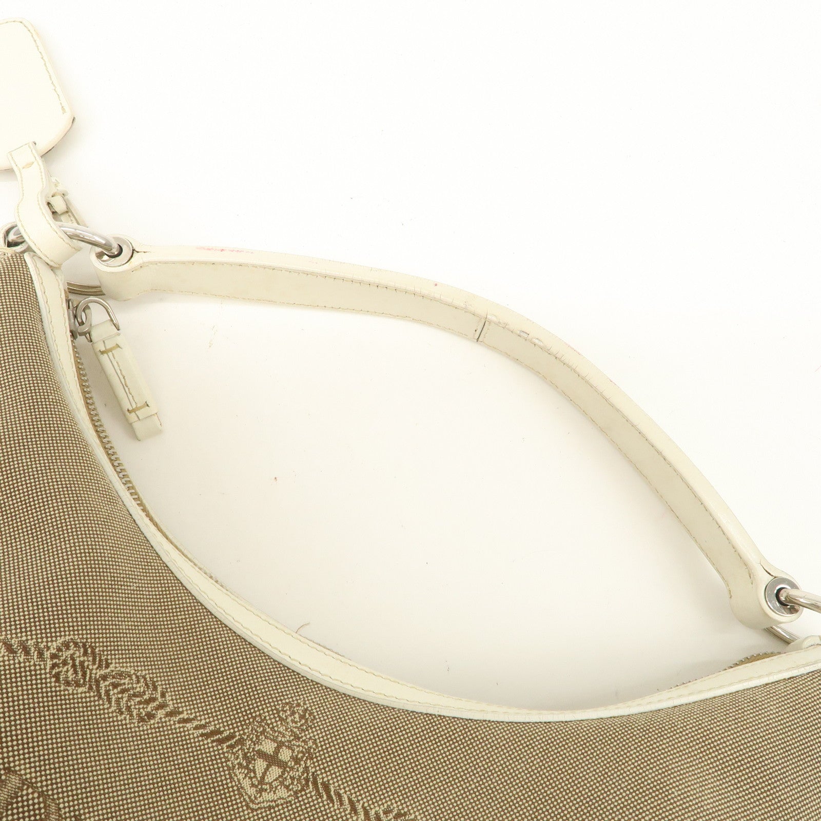 PRADA Logo Jacquard Canvas Leather Shoulder Bag Hand Bag BR3423