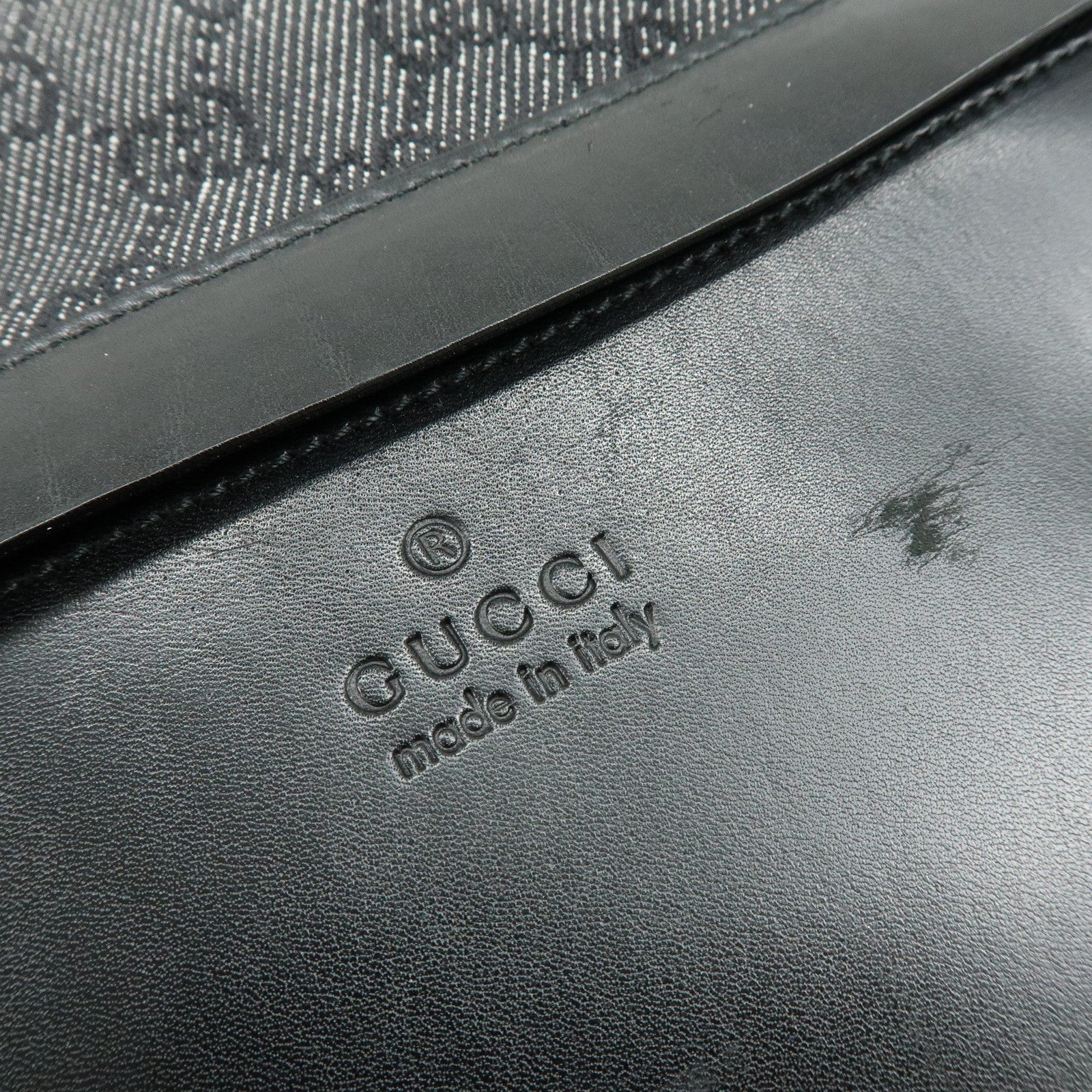 GUCCI GG Canvas Leather Tote Bag Shoulder Bag Black 34339