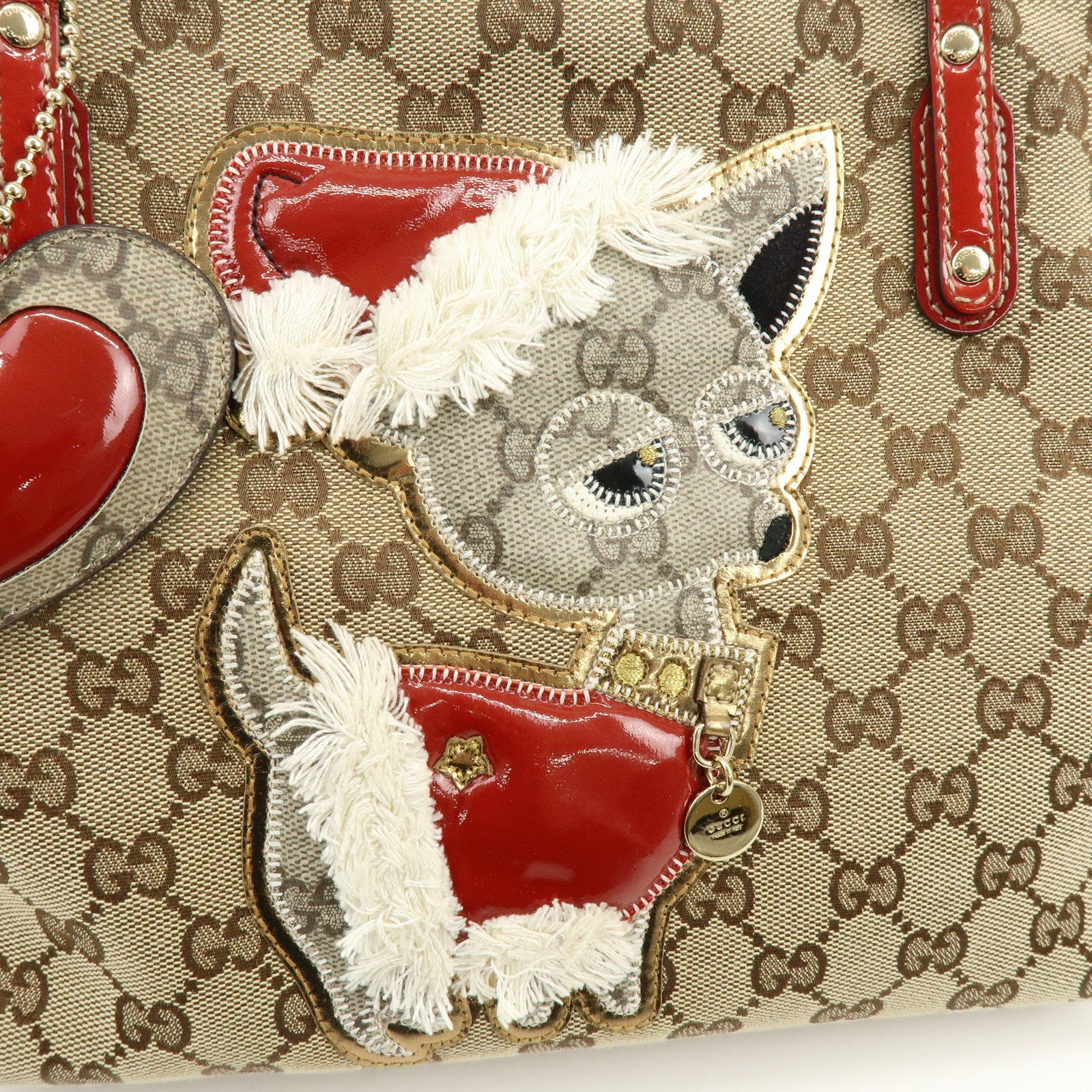 GUCCI Gucciori GG Canvas Leather PVC Shoulder Bag Beige Red 212376