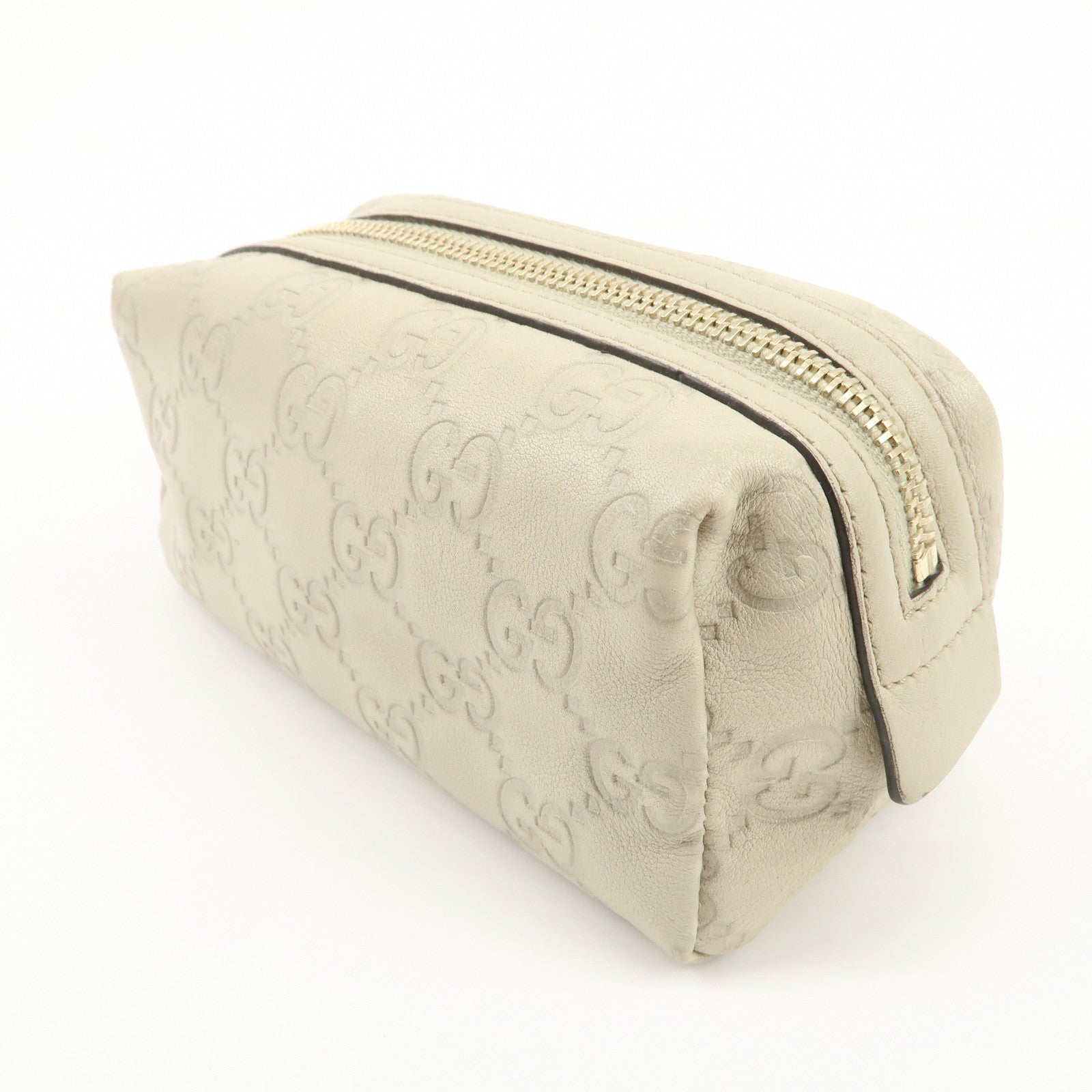 GUCCI Guccissima Leather Pouch Cosmetic Pouch Purse Ivory 153228