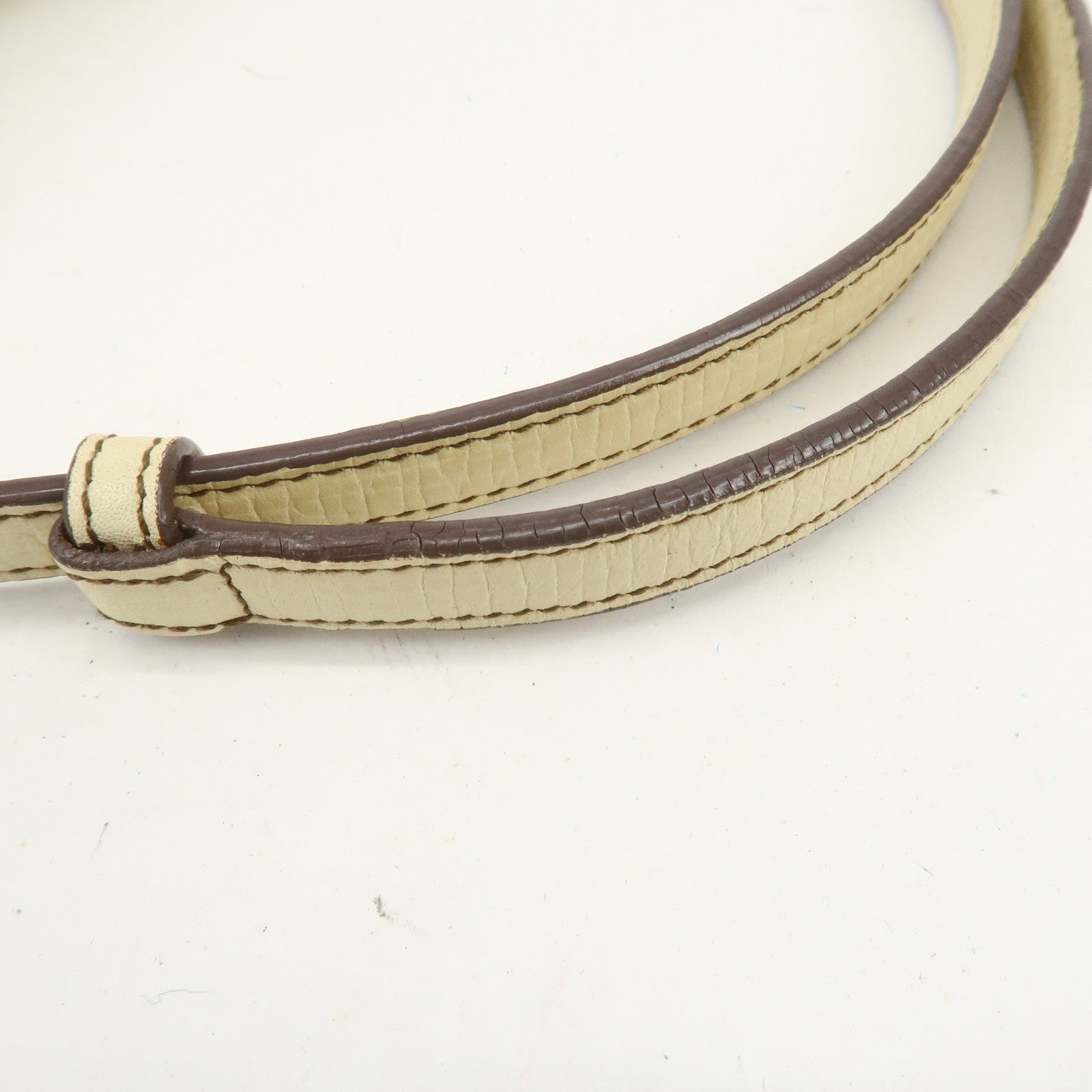 LOEWE Embossed Leather Shoulder Bag Hand Bag Ivory