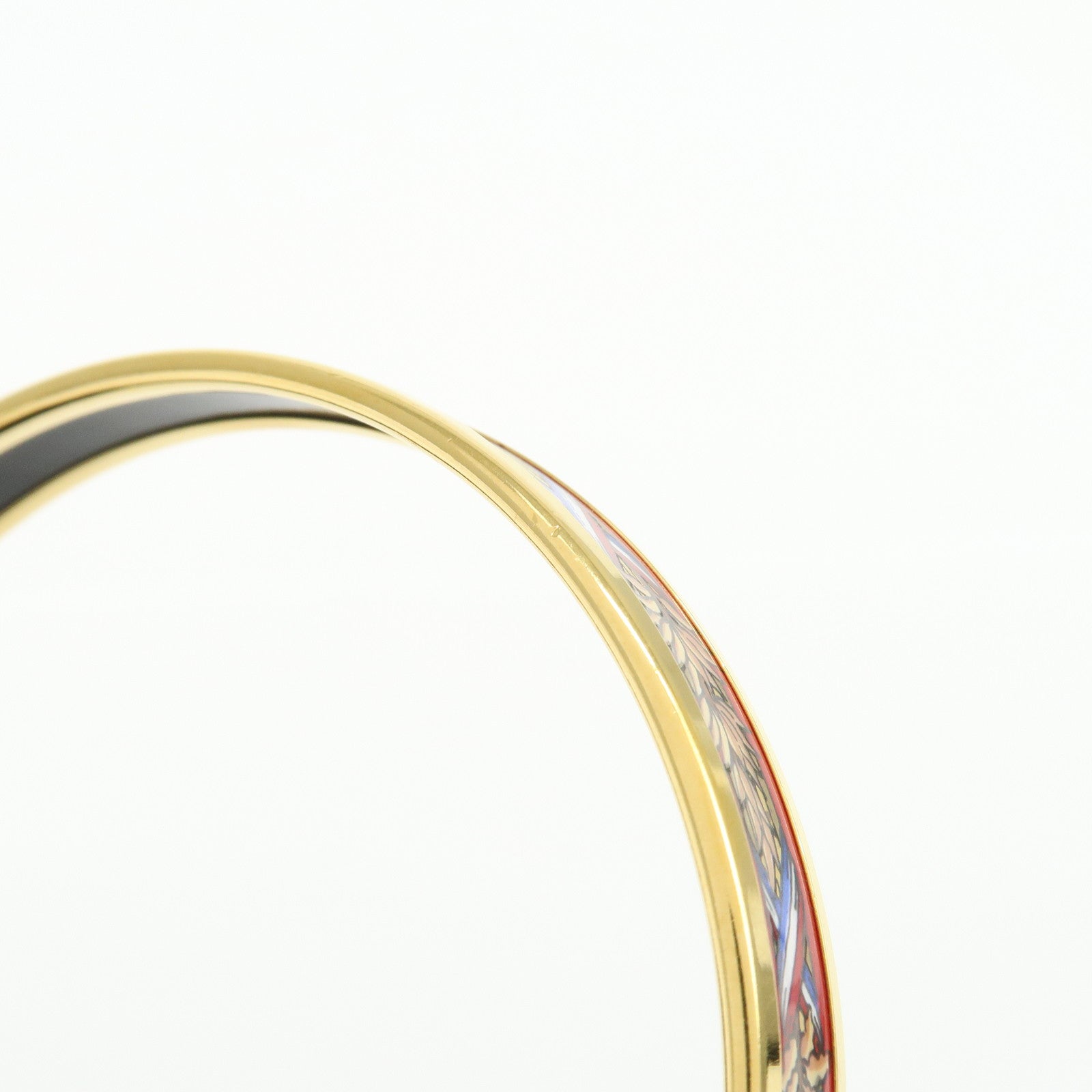 HERMES Email PM Bangle Gold Plated Bracelet Red