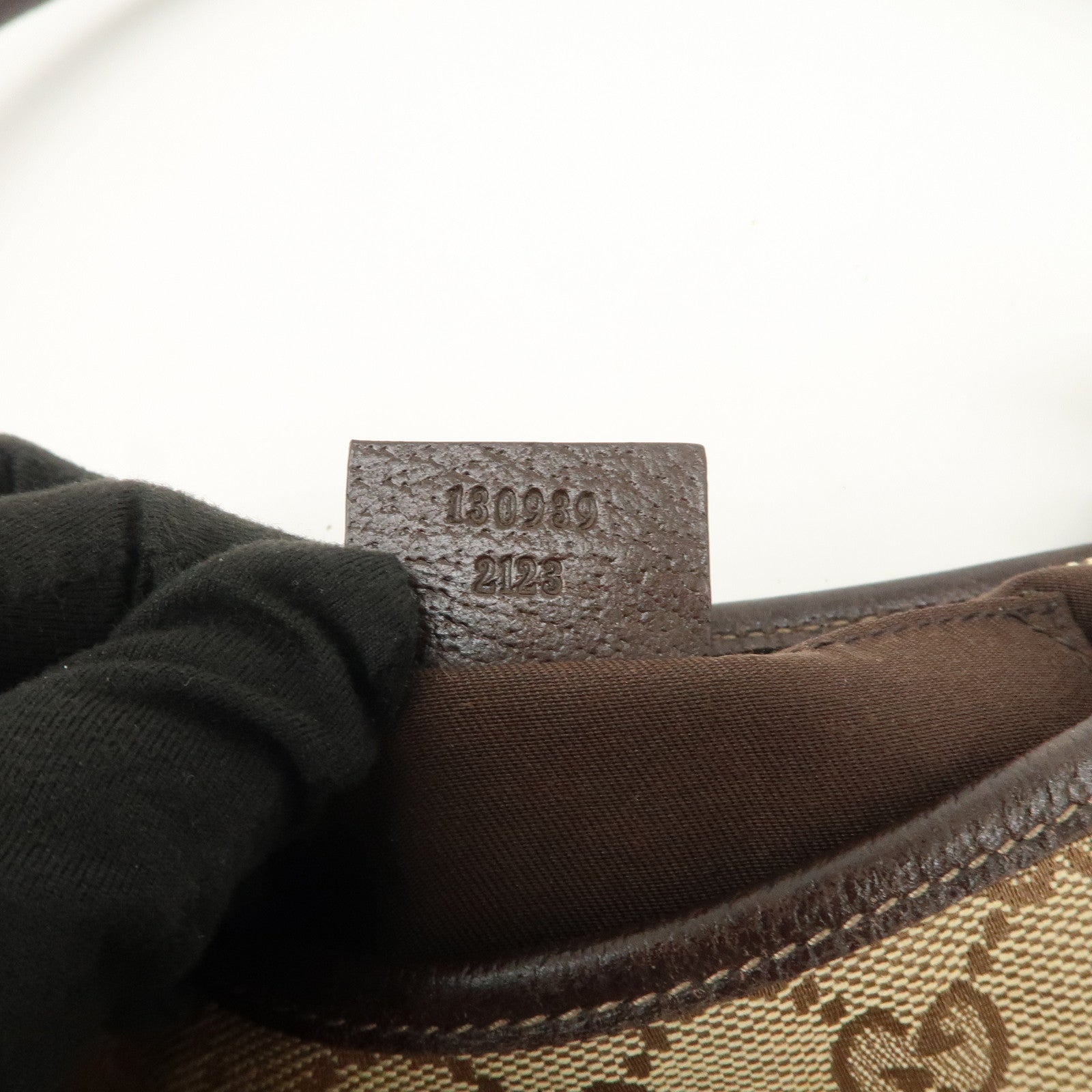 GUCCI Abbey GG Canvas Leather Shoulder Bag Hand Bag Beige 130939