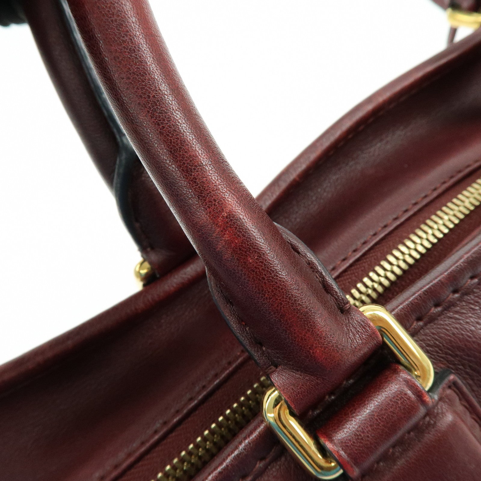 LOEWE Anagram Amazona 36 Calf Leather Hand Bag Boston Bag Wine Red