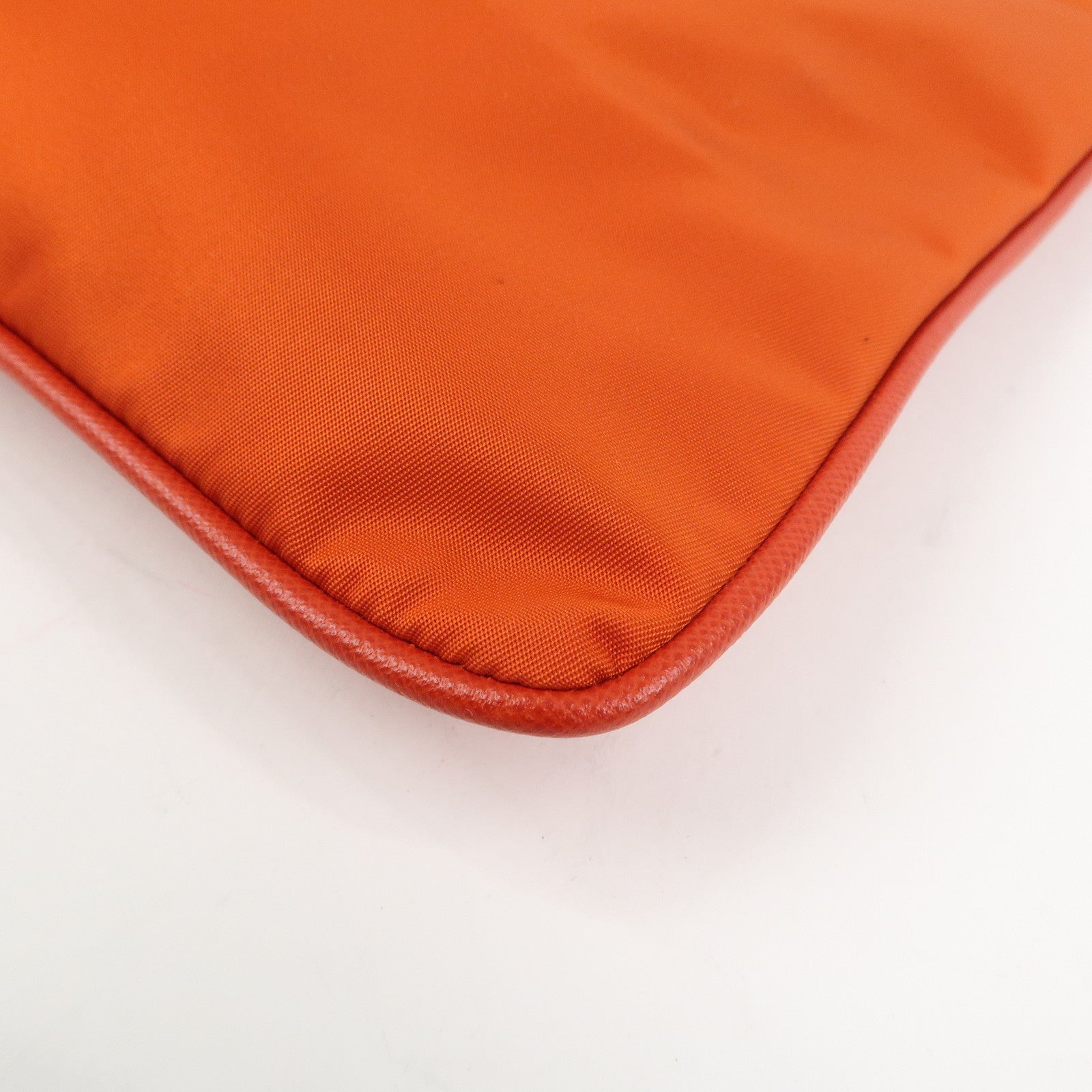 PRADA Triangle Logo Nylon Saffiano Leather Shoulder Bag Orange