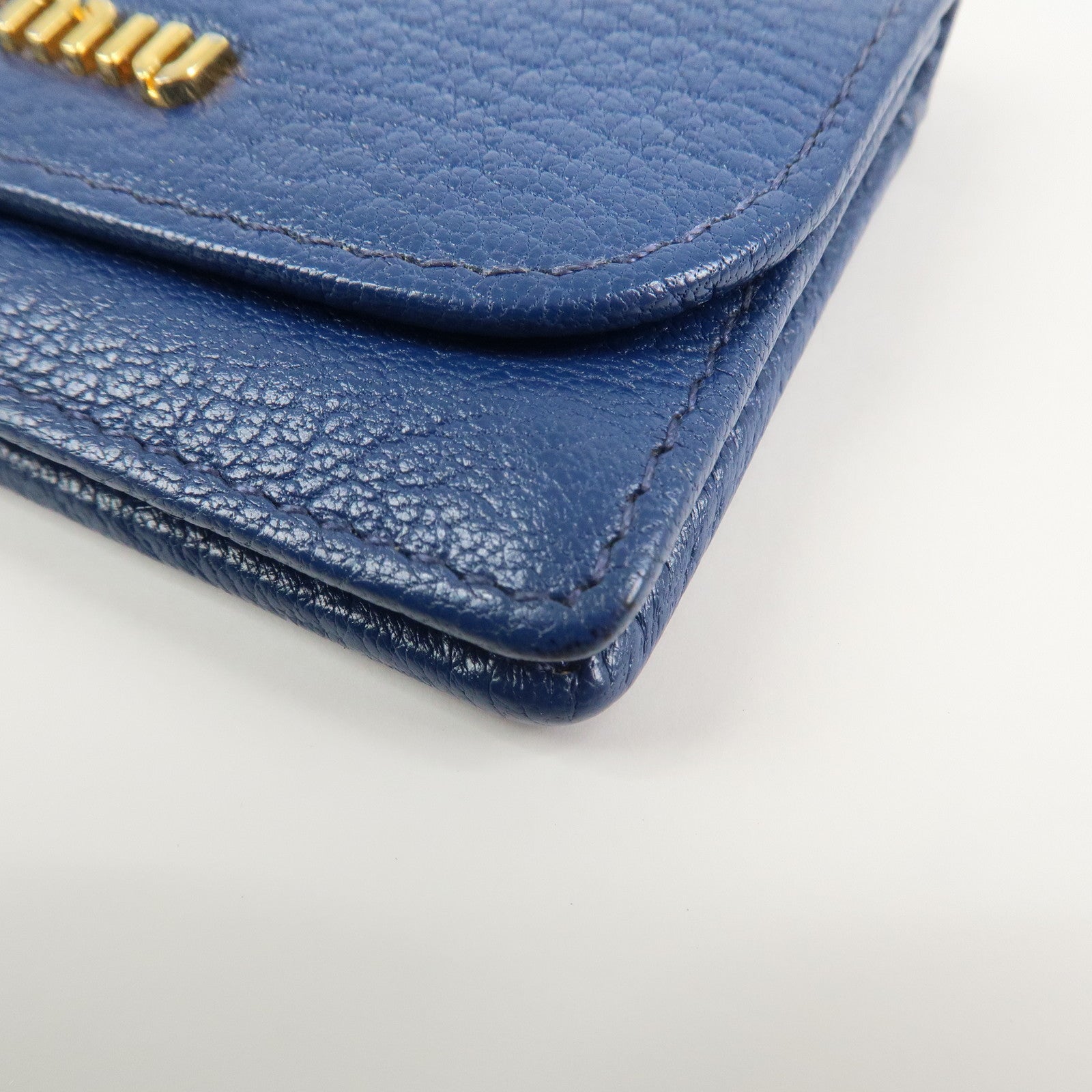 MIU MIU Leather Card Case Card Holder Fragment Case Blue 5M1122