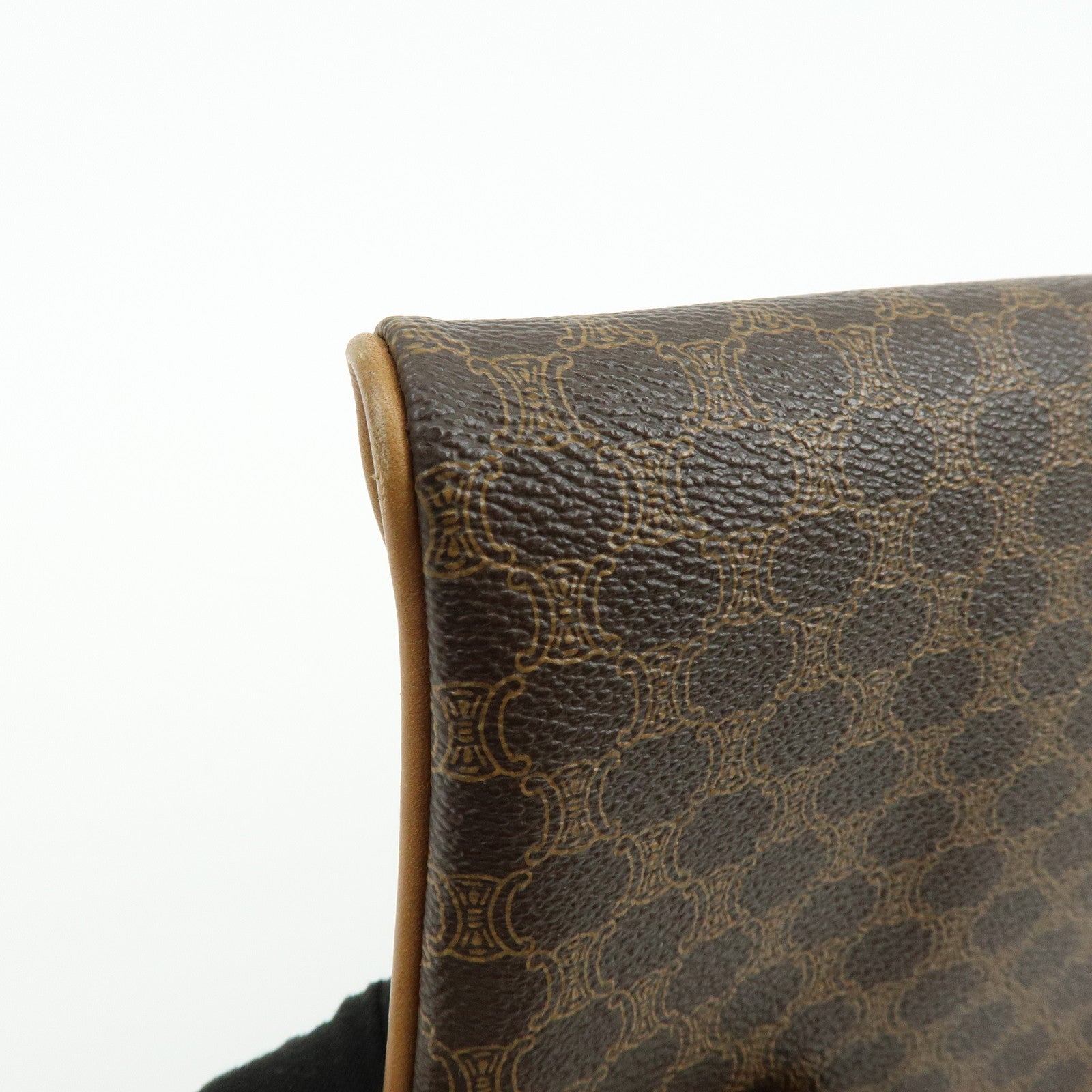 CELINE Macadam PVC Leather Clutch Bag Pouch Brown