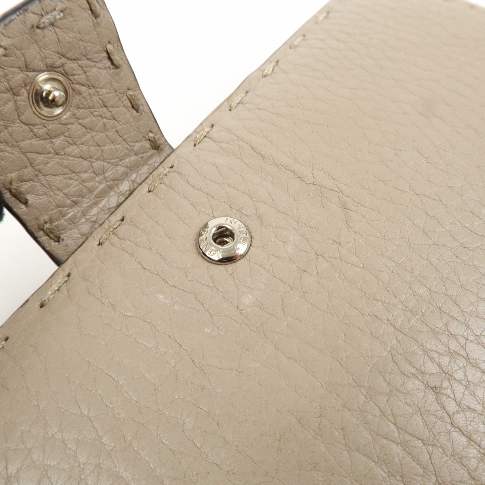 FENDI Seleria Leather Peekaboo Long Wallet Beige 8M0308