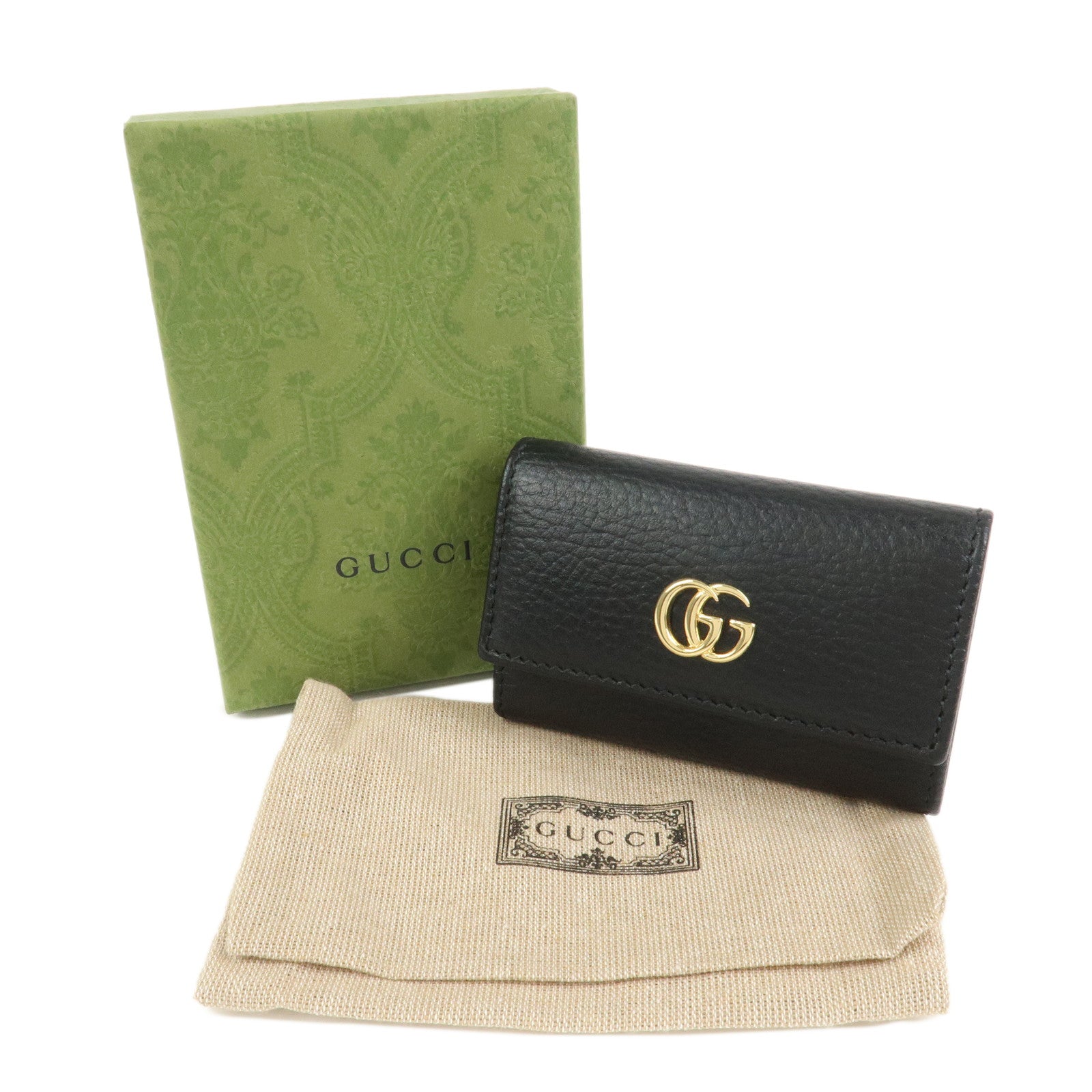 GUCCI GG Marmont Leather Key Case Key Holder Black 456118