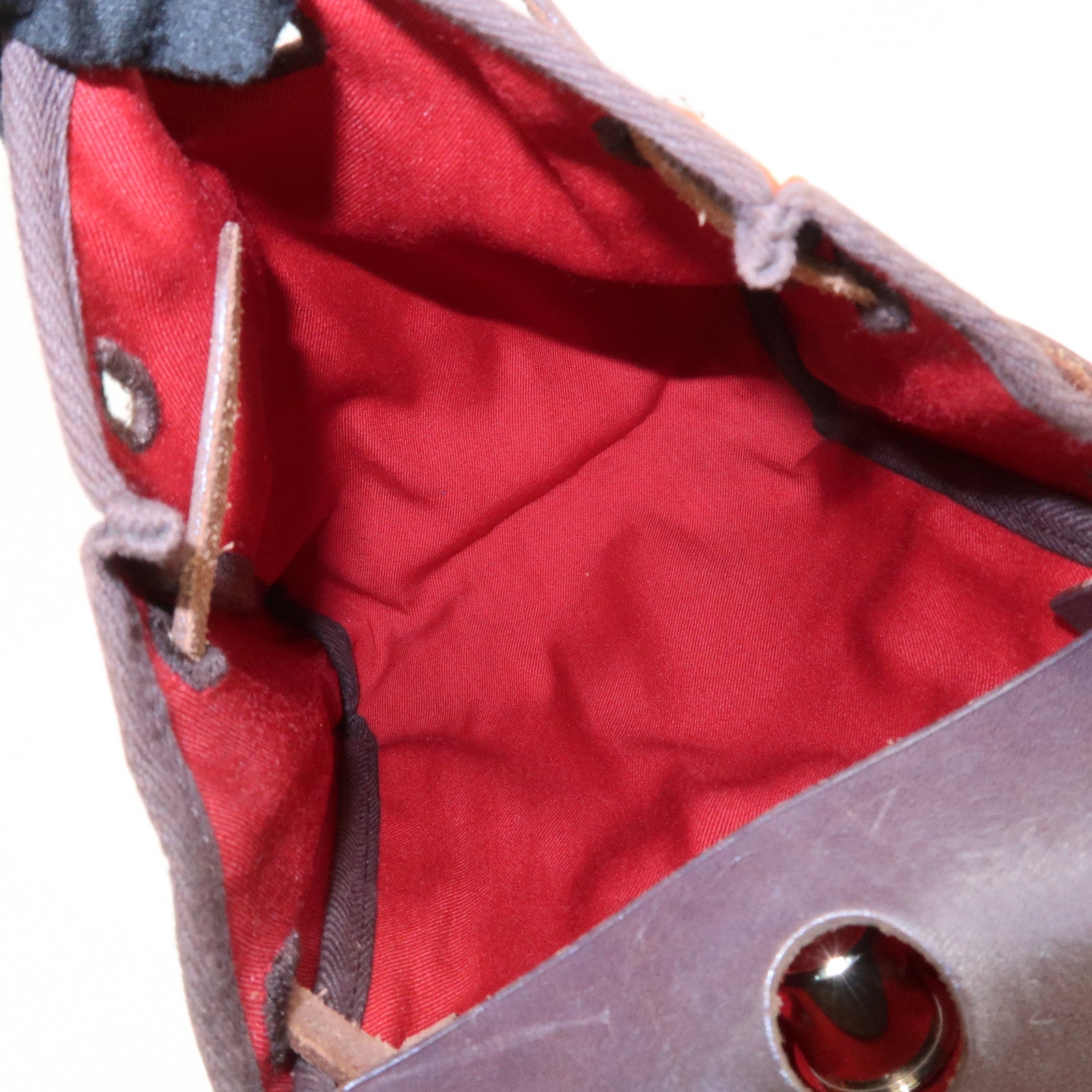 HERMES Logo Canvas Leather Herbag TPM Shoulder Bag H Stamped Red