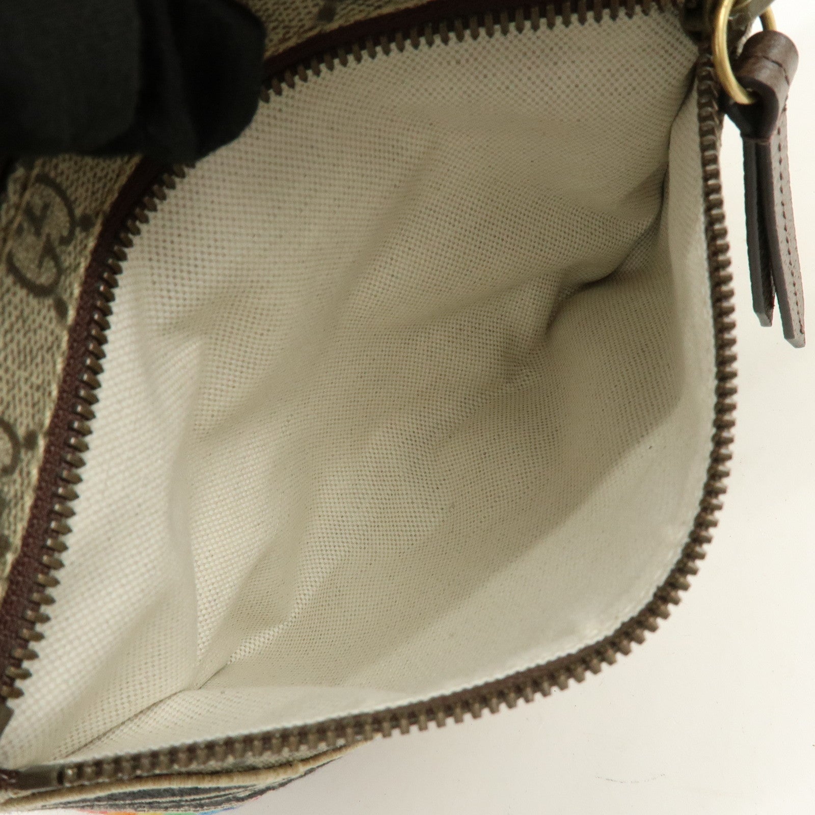 GUCCI Sherry GG Supreme Canvas Leather Waist Bag Gray Brown 529711