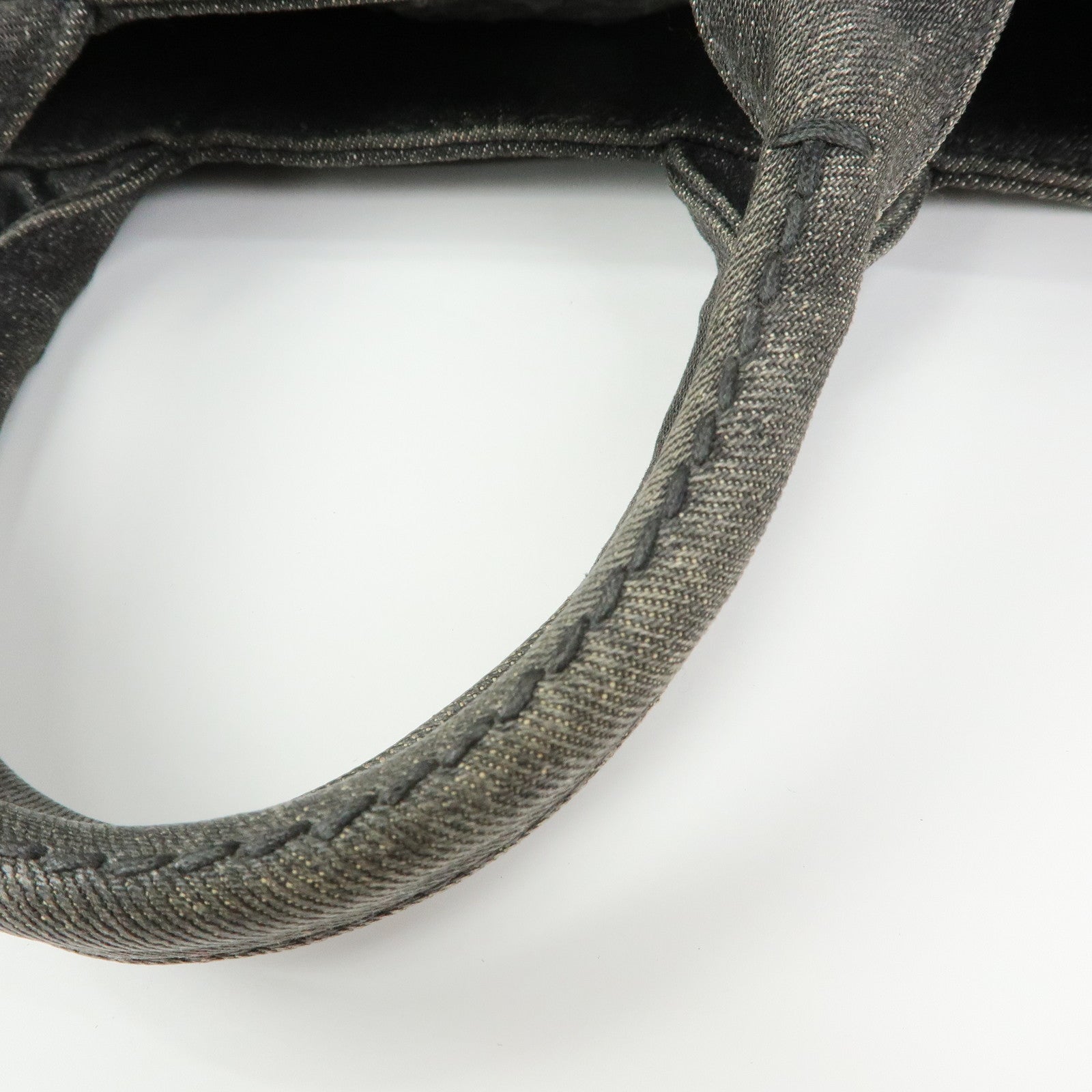 PRADA Triangle Logo Canapa Mini Denim 2Way Hand Bag Black 1BG439