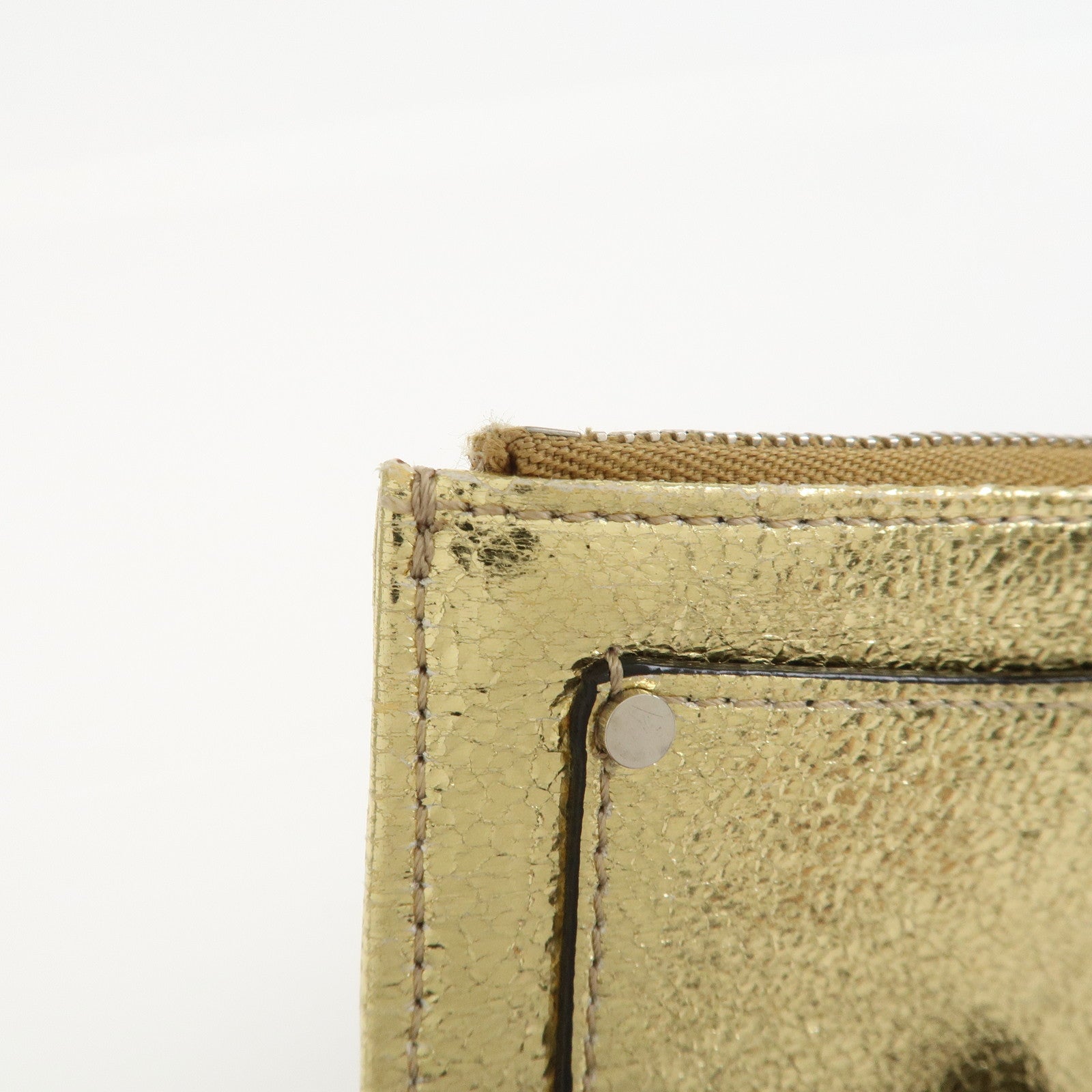 JIMMY CHOO Set of 2 Leather Long Wallet Coin Case Gray Gold