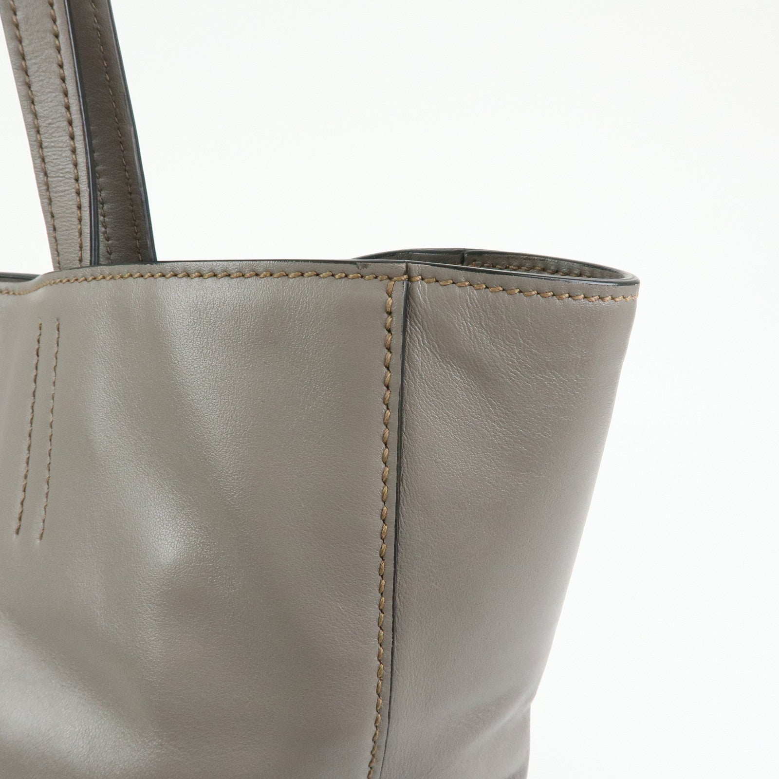 MIU MIU Vitello Soft Leather Tote Bag Shoulder Hand Bag Grey R1914S