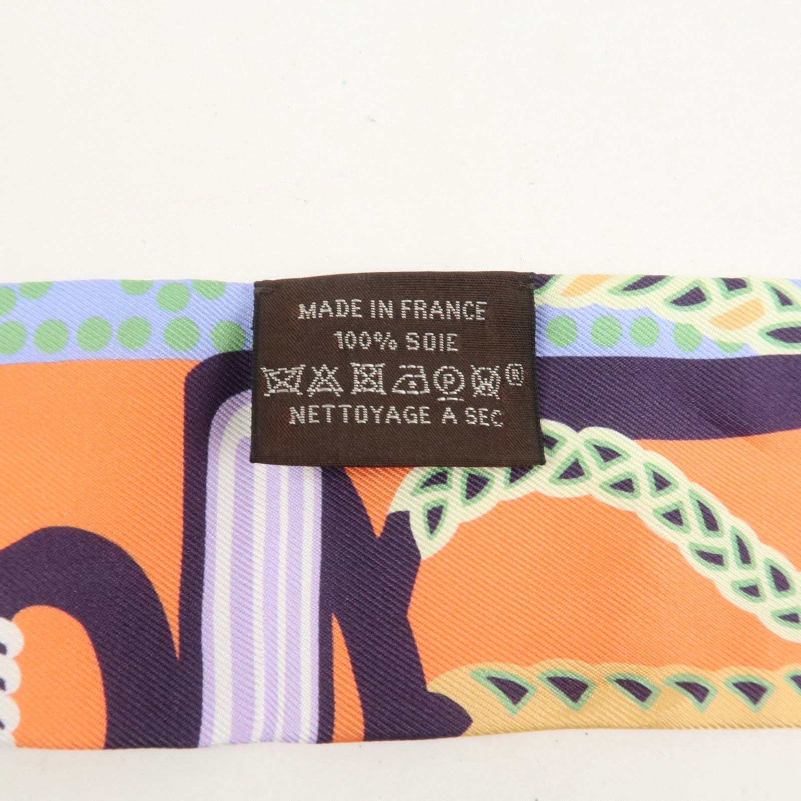 HERMES Twilly Silk 100% Scarf Fantaisie d'Etriers Orange Blue